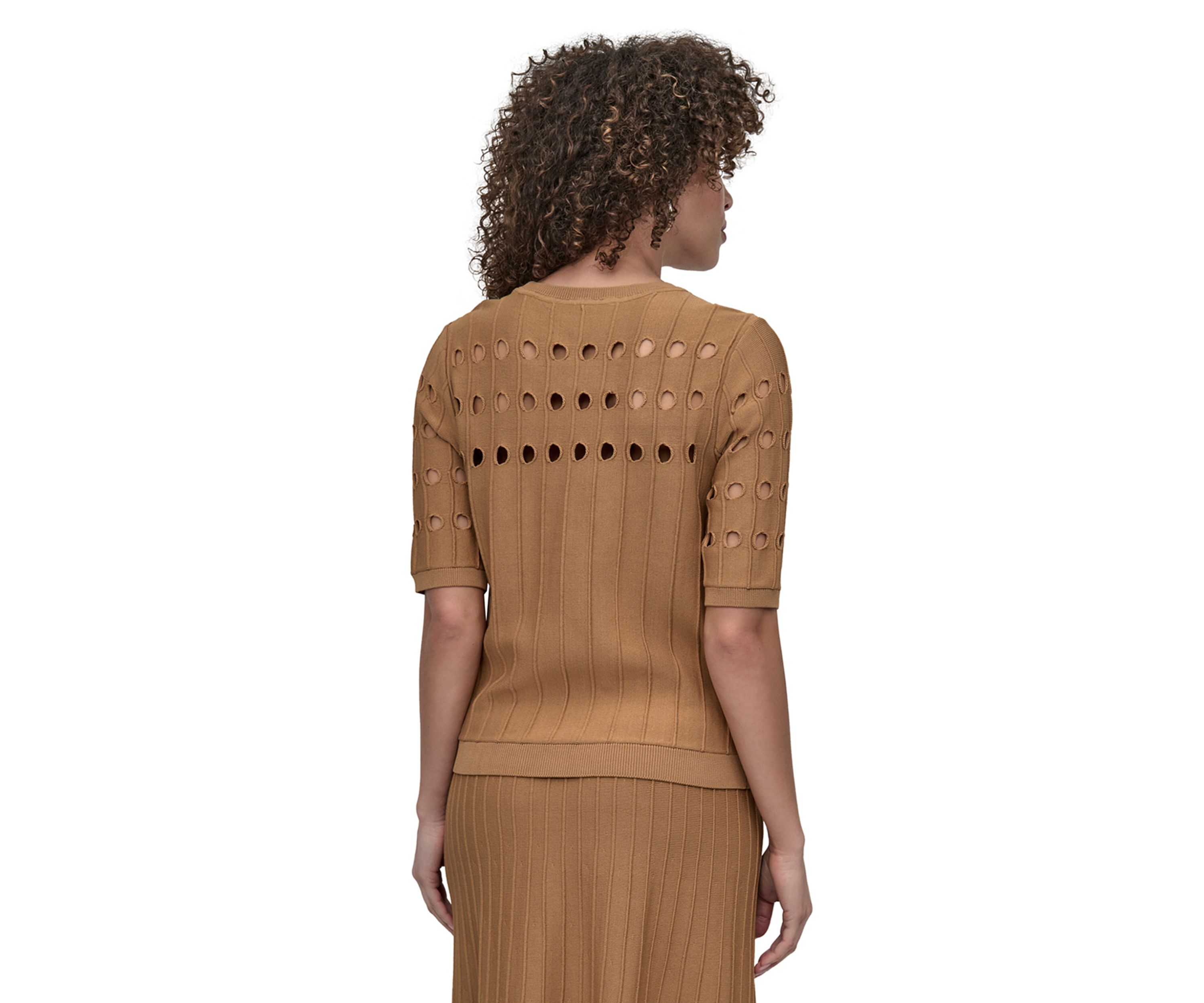 Womens Crew Neck Cutout Sweater
