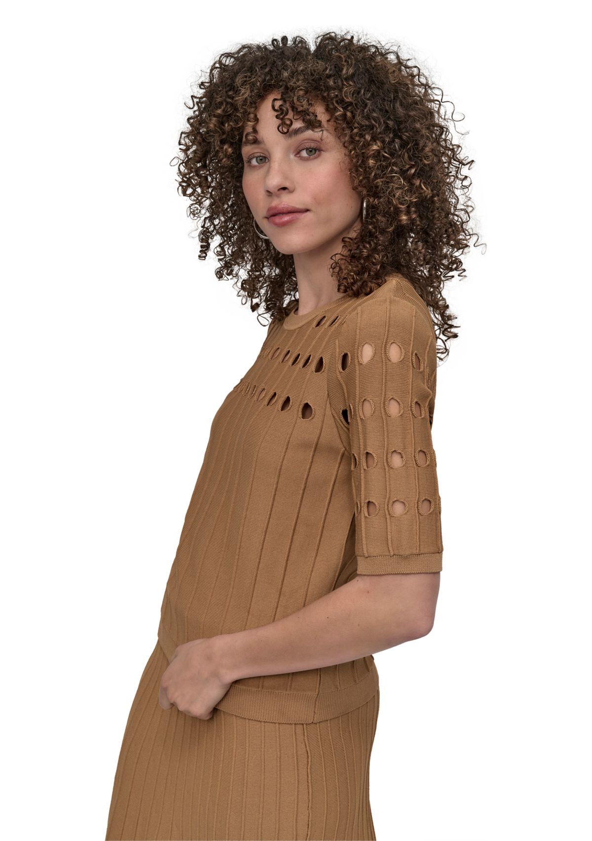 Womens Crew Neck Cutout Sweater