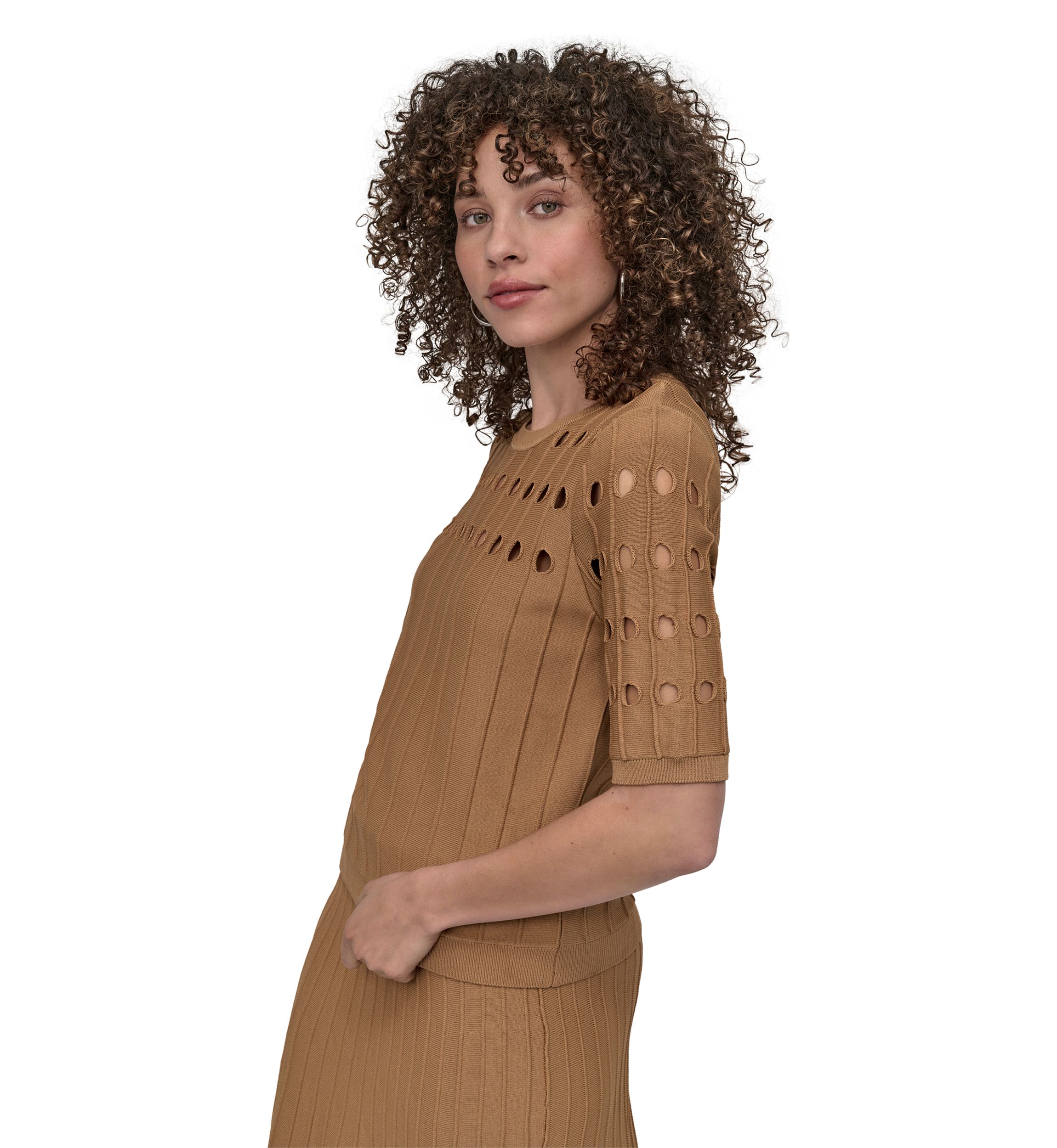 Womens Crew Neck Cutout Sweater