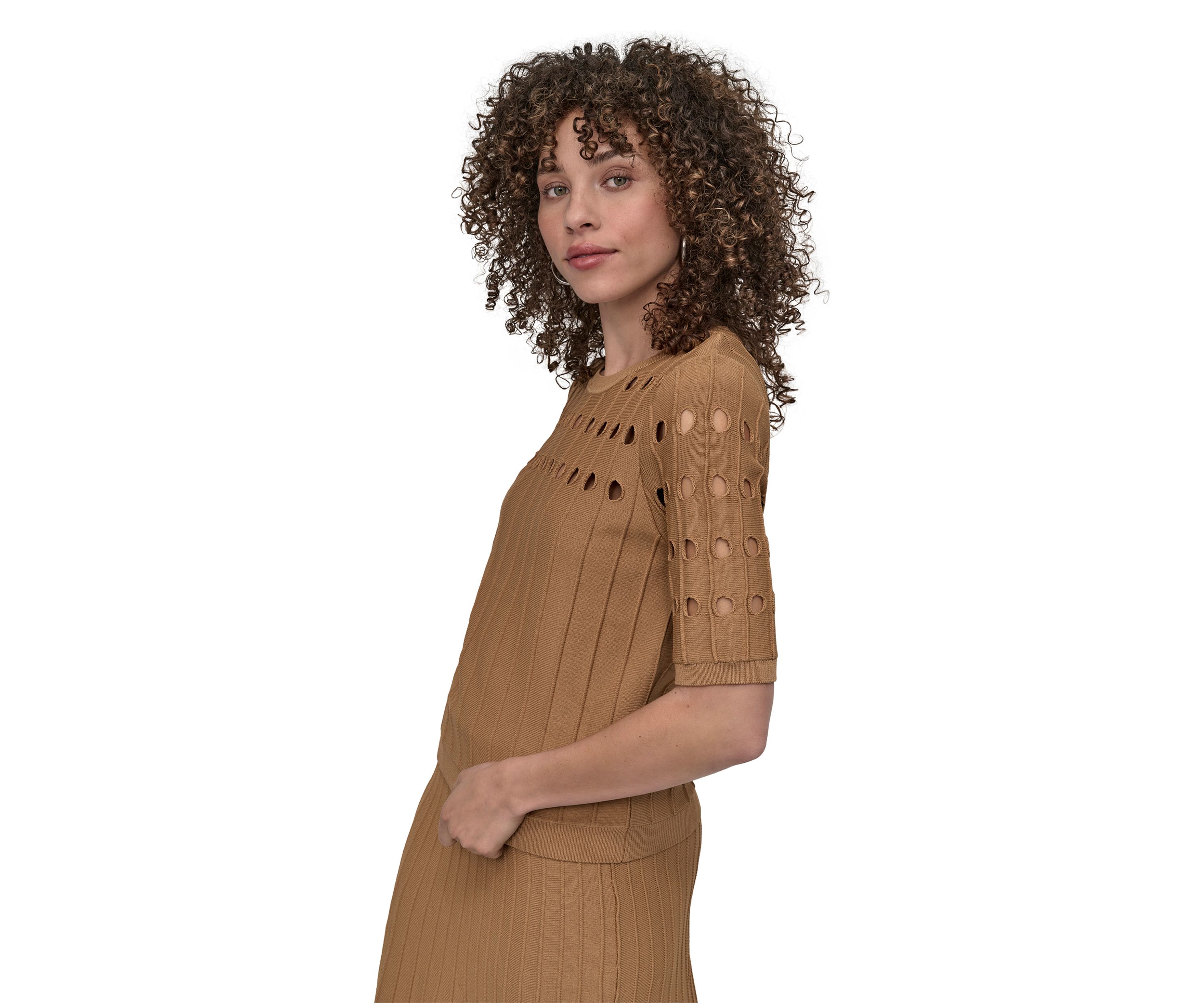 Womens Crew Neck Cutout Sweater