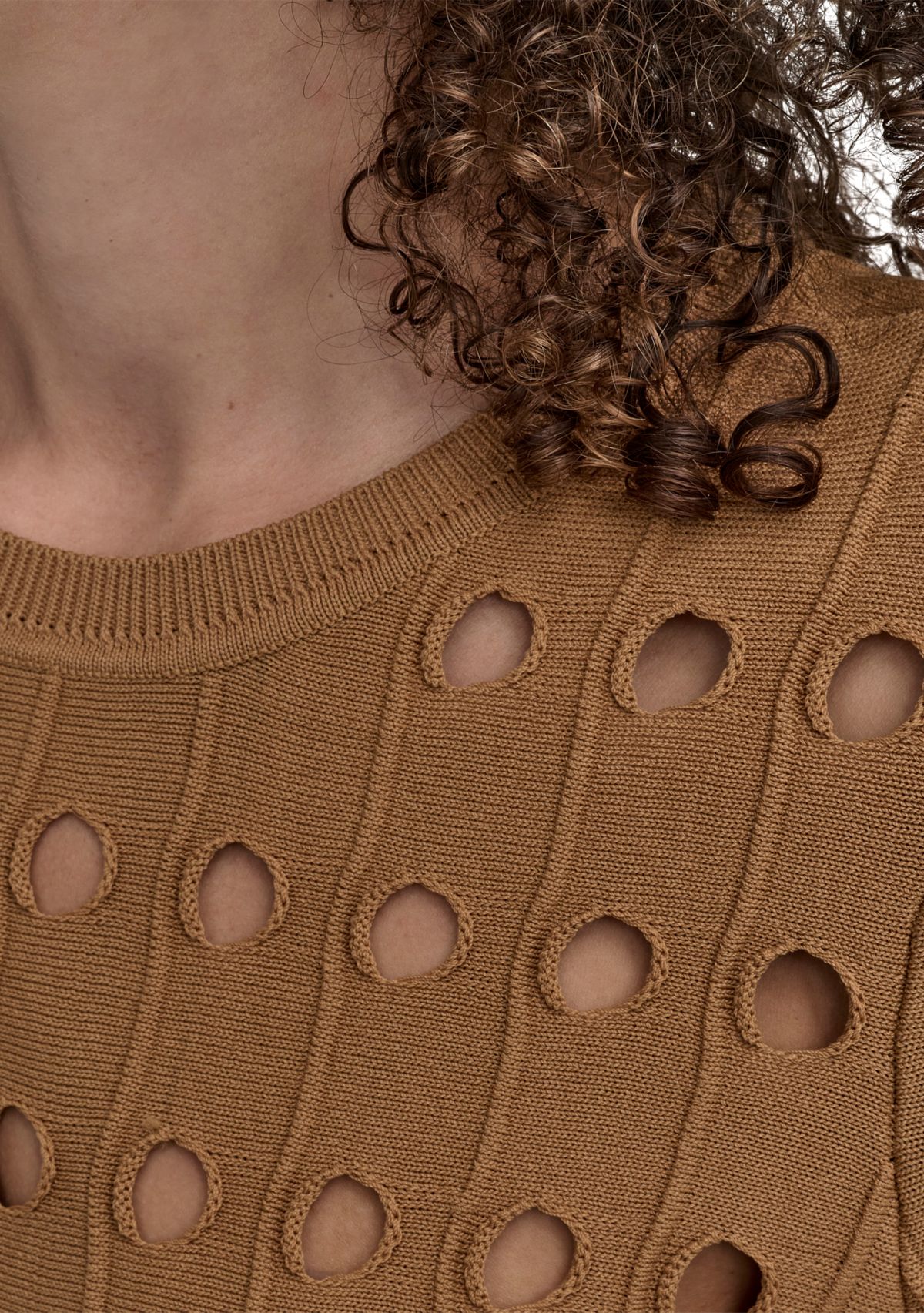 Womens Crew Neck Cutout Sweater