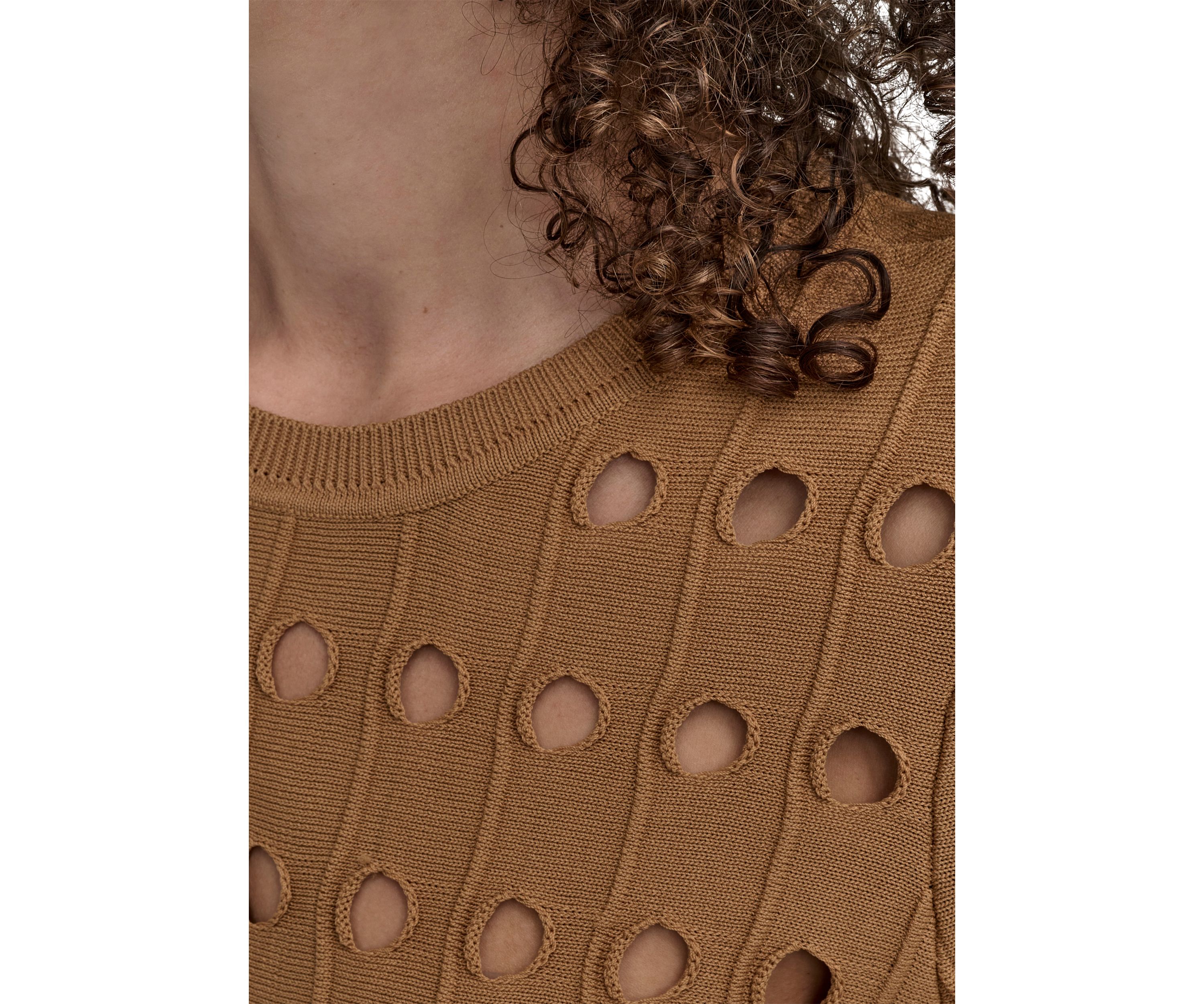 Womens Crew Neck Cutout Sweater