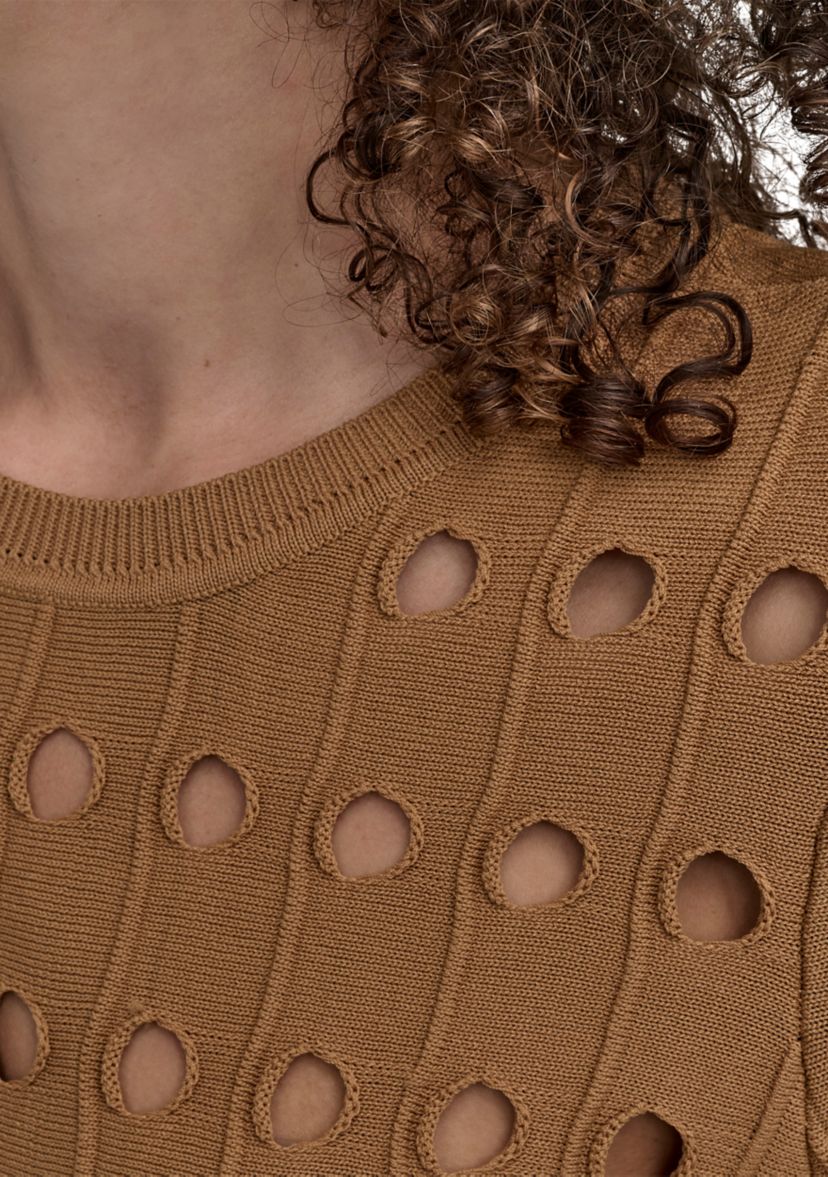 Womens Crew Neck Cutout Sweater