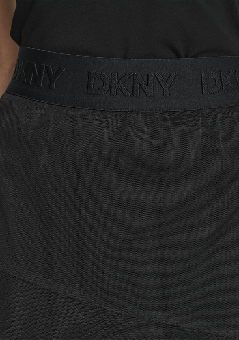 Womens Mesh Overlay Midi Skirt