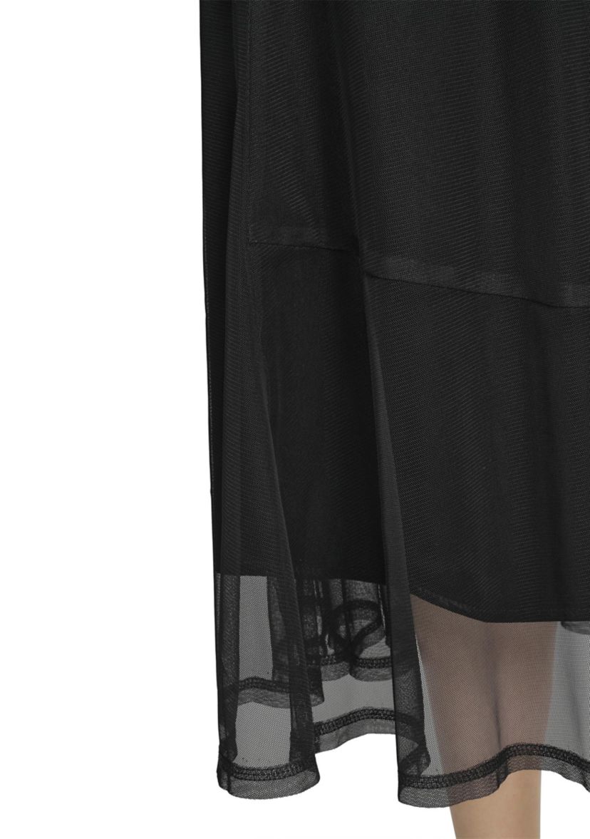 Womens Mesh Overlay Midi Skirt