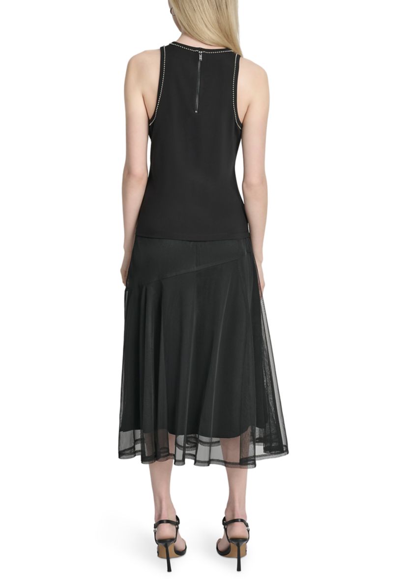 Womens Stud Trim Halter Tank Top