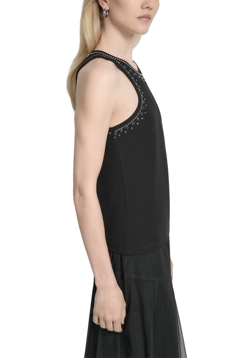 Womens Stud Trim Halter Tank Top