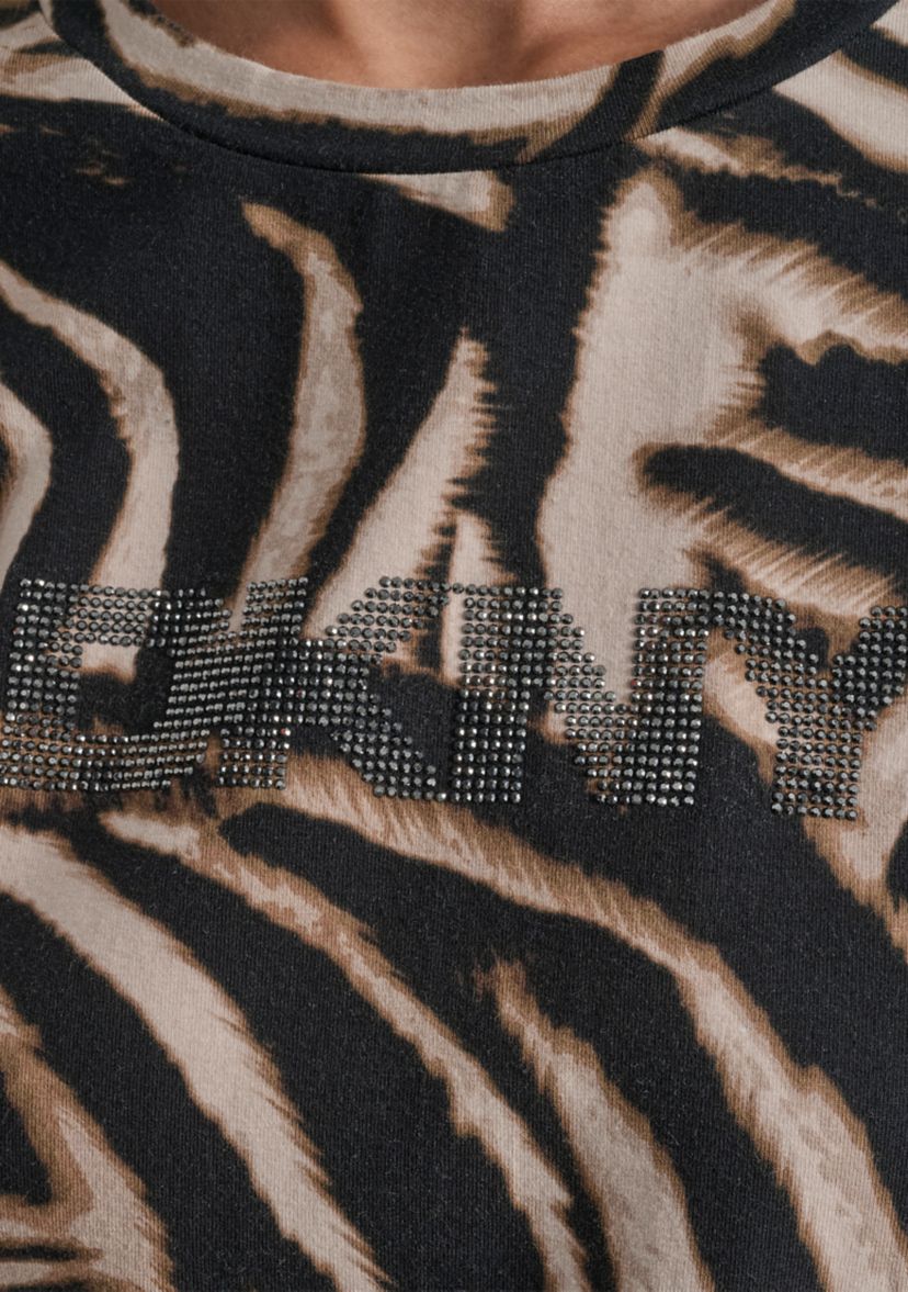 Womens Short Sleeve Zebra Crew Neck T-Shirt