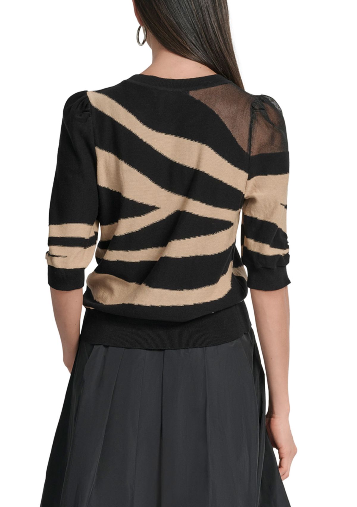 Womens Short Sleeve Crew Neck Patterned Shirt