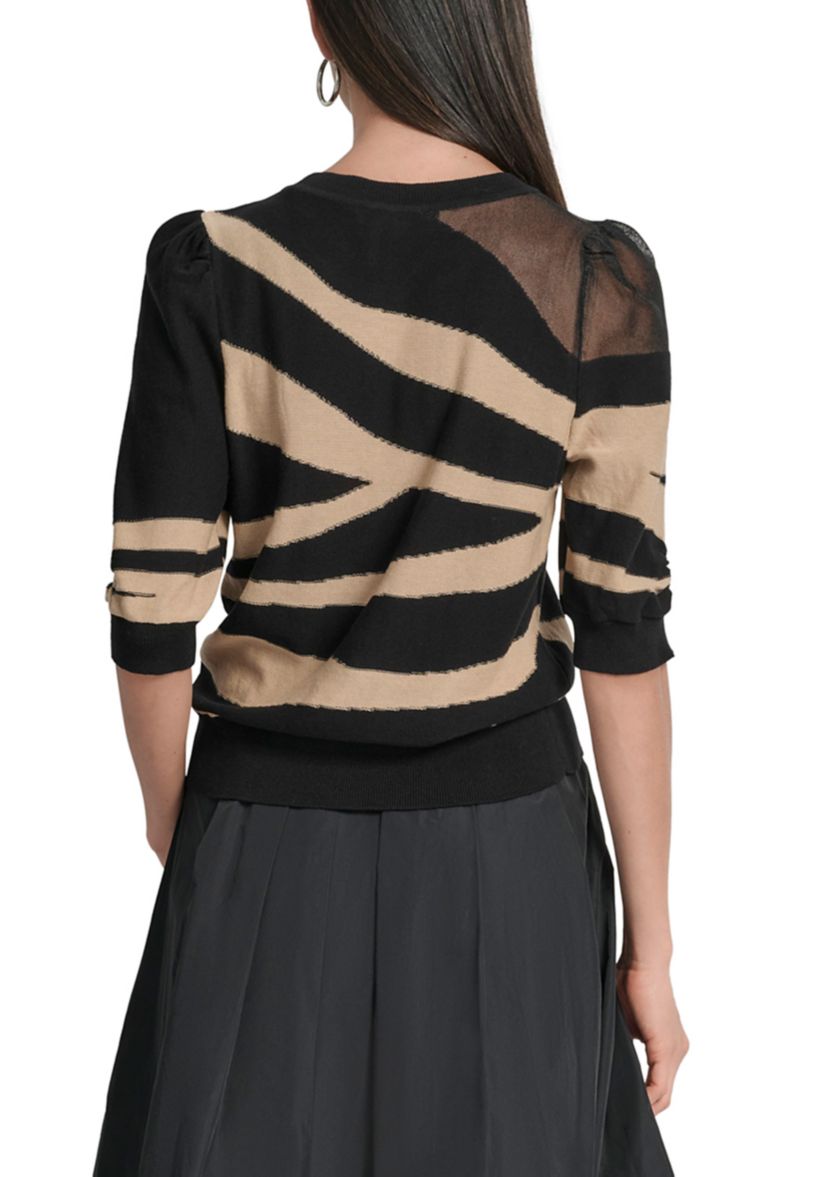 Womens Short Sleeve Crew Neck Patterned Shirt