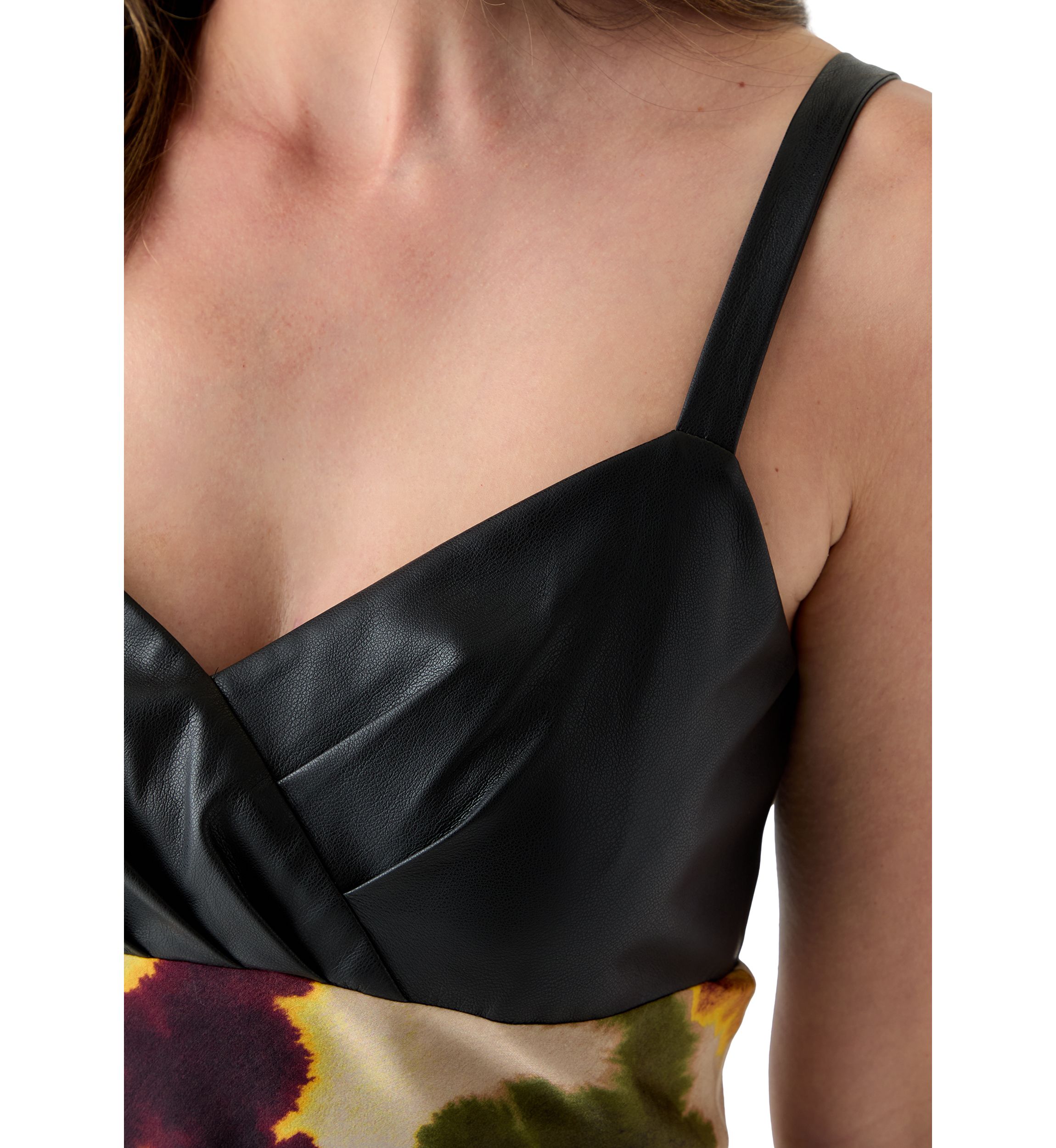 Womens Ink Diffus Sleeveless Mixed Media Printed Dress