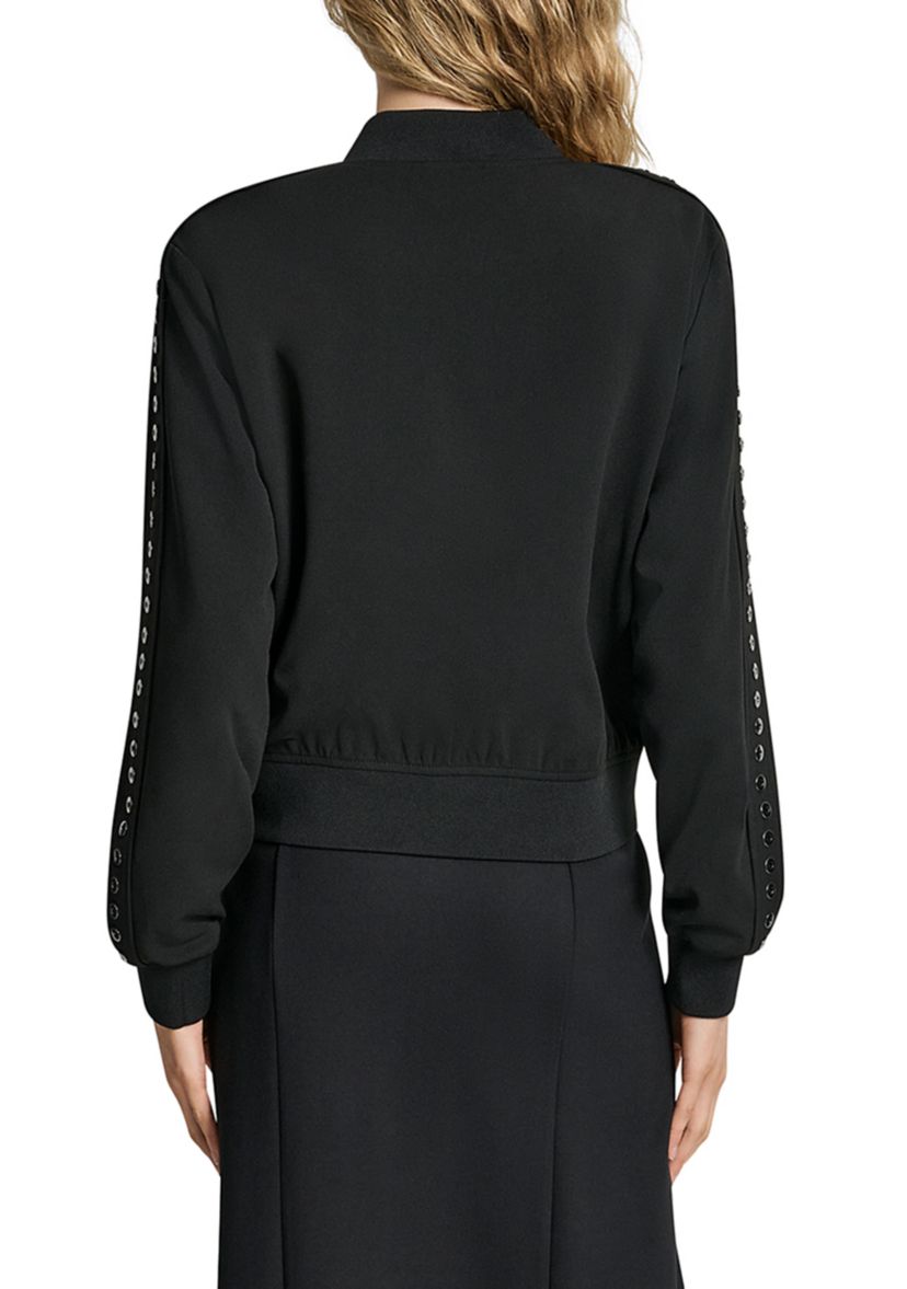 Womens Long Sleeve Double Weave Grommet Bomber Jacket 
