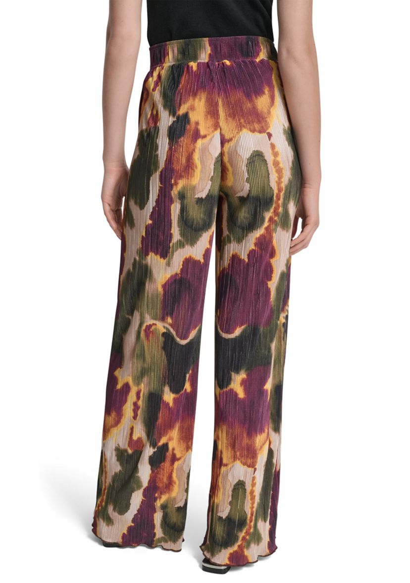 Womens Pull-On Printed Plisse Wide Leg Pants