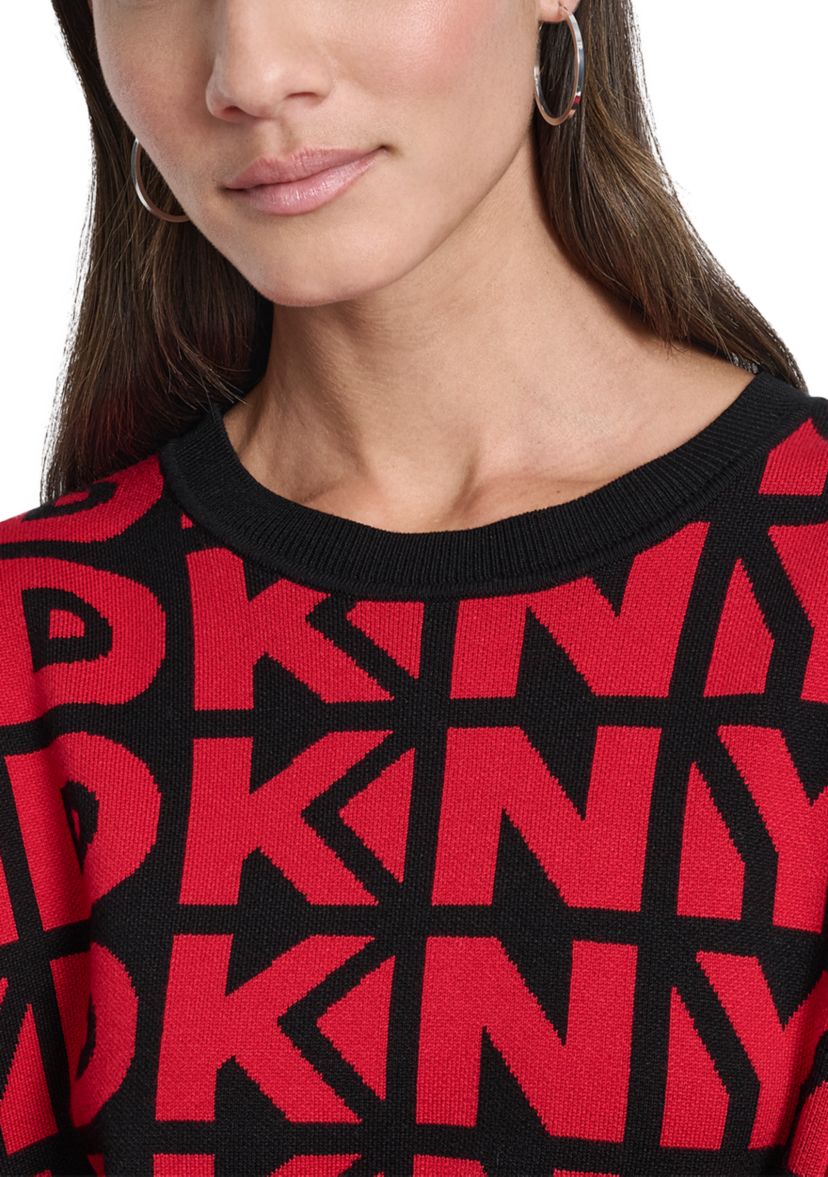 Womens Drop Shoulder Logo Crew Neck Sweater