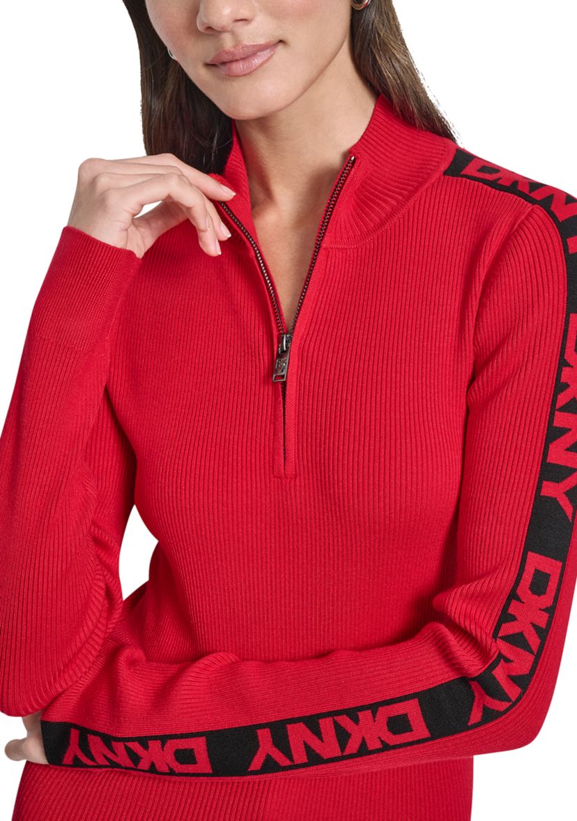DKNY Women's Long Sleeve Logo Quarter-Zip Sweater | Belk