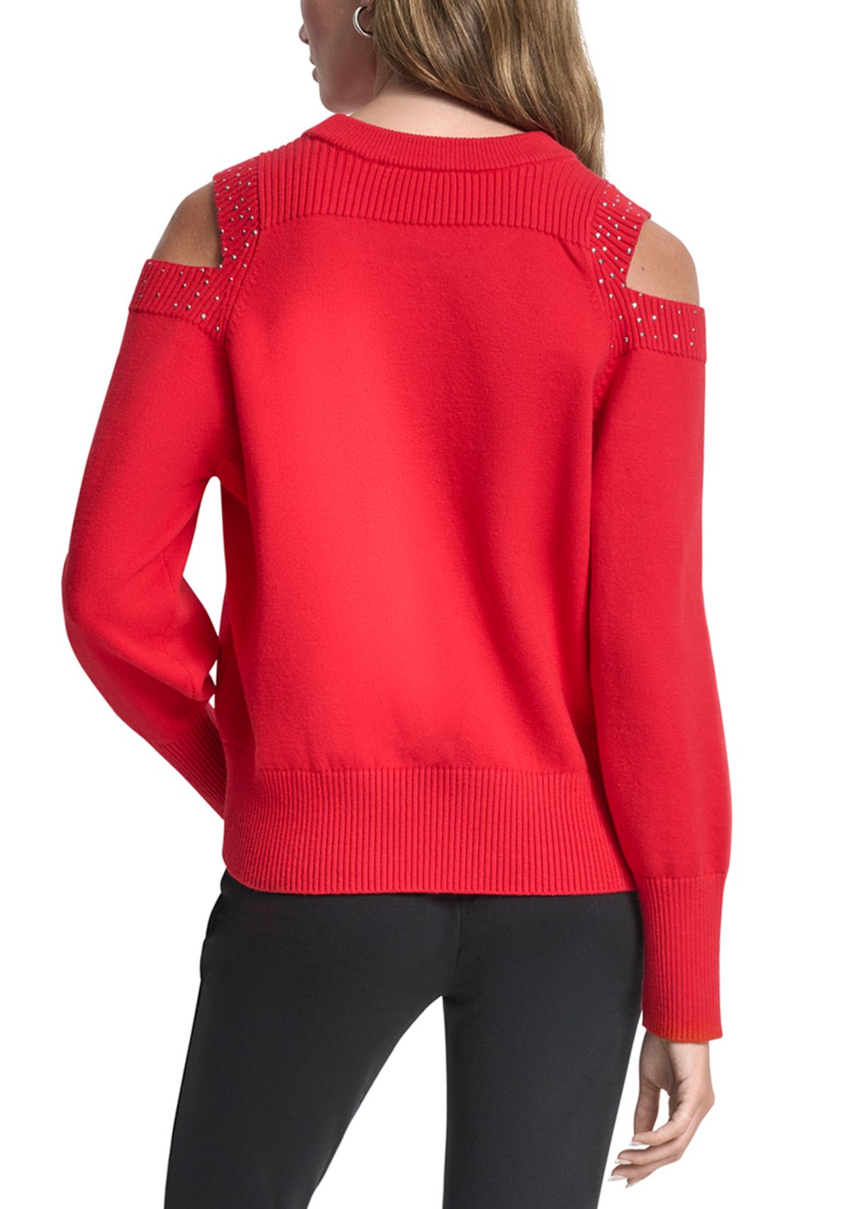 Womens Long Cold Shoulder Sweater 