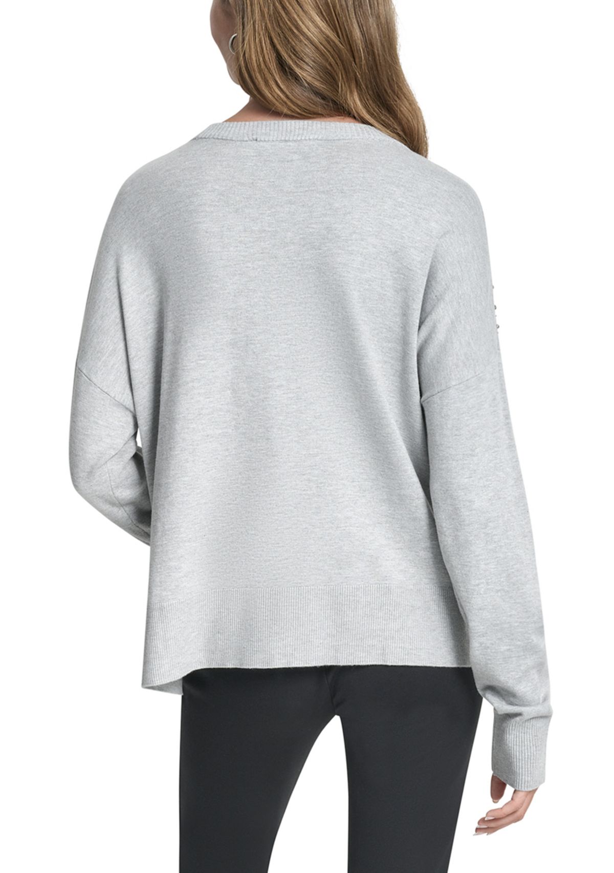 Womens Long Sleeve Rhinestone Embellished Sweater