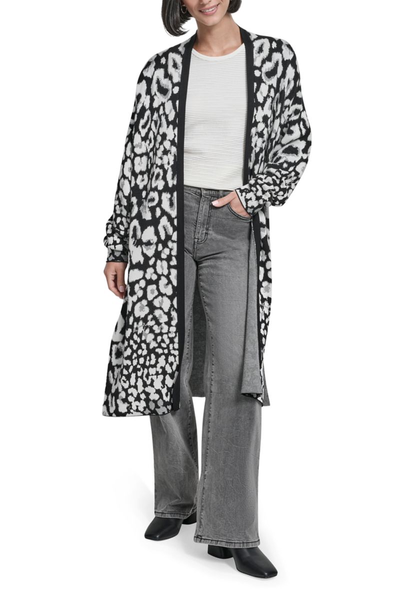  Womens Leopard Print Cardigan Sweater 