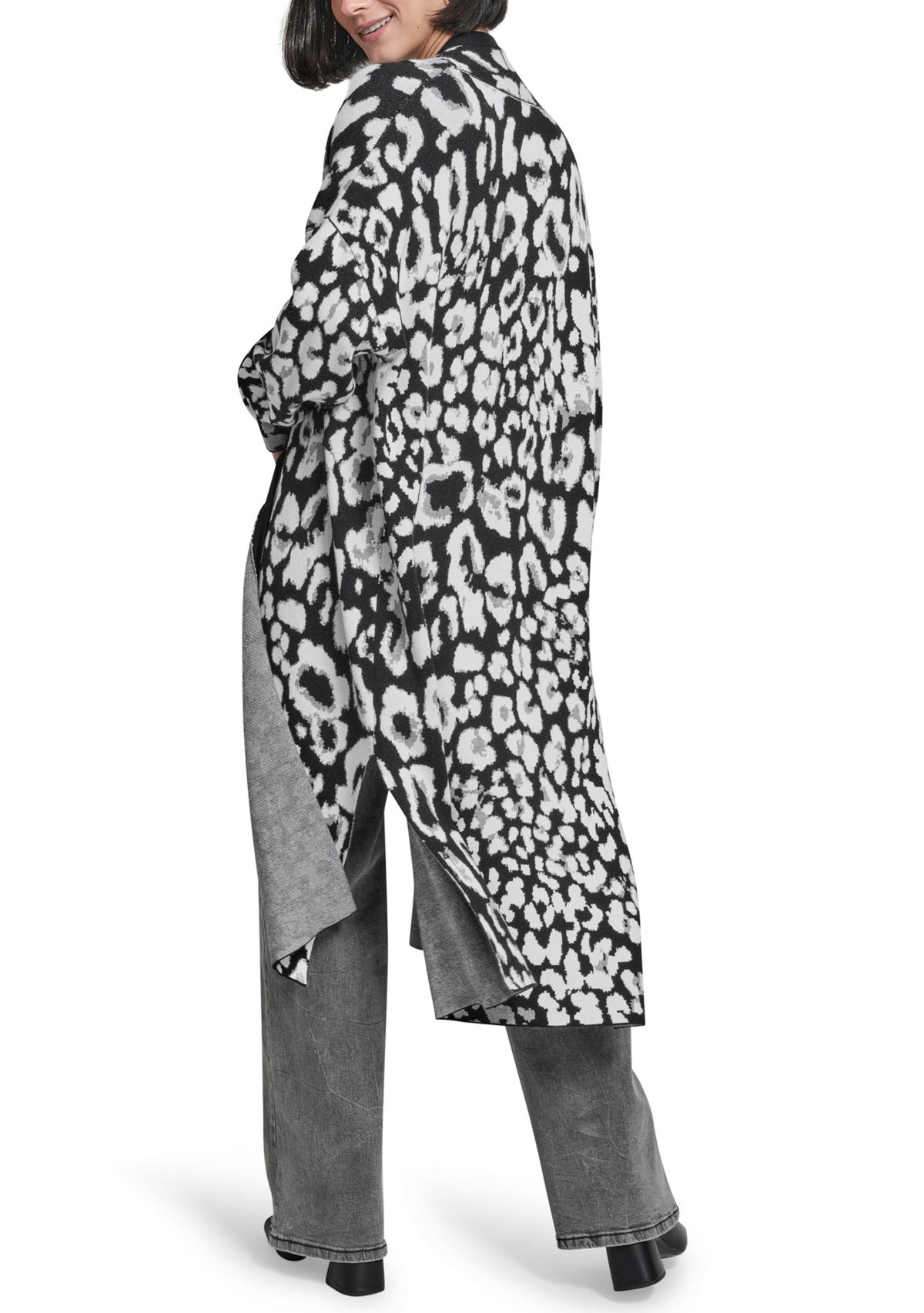  Womens Leopard Print Cardigan Sweater 
