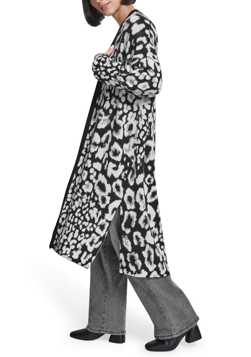  Womens Leopard Print Cardigan Sweater 