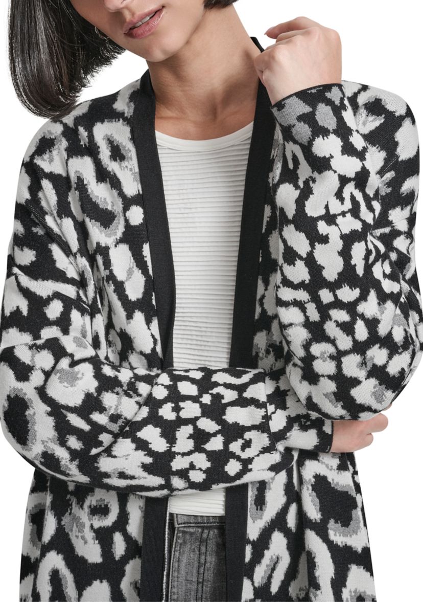  Womens Leopard Print Cardigan Sweater 