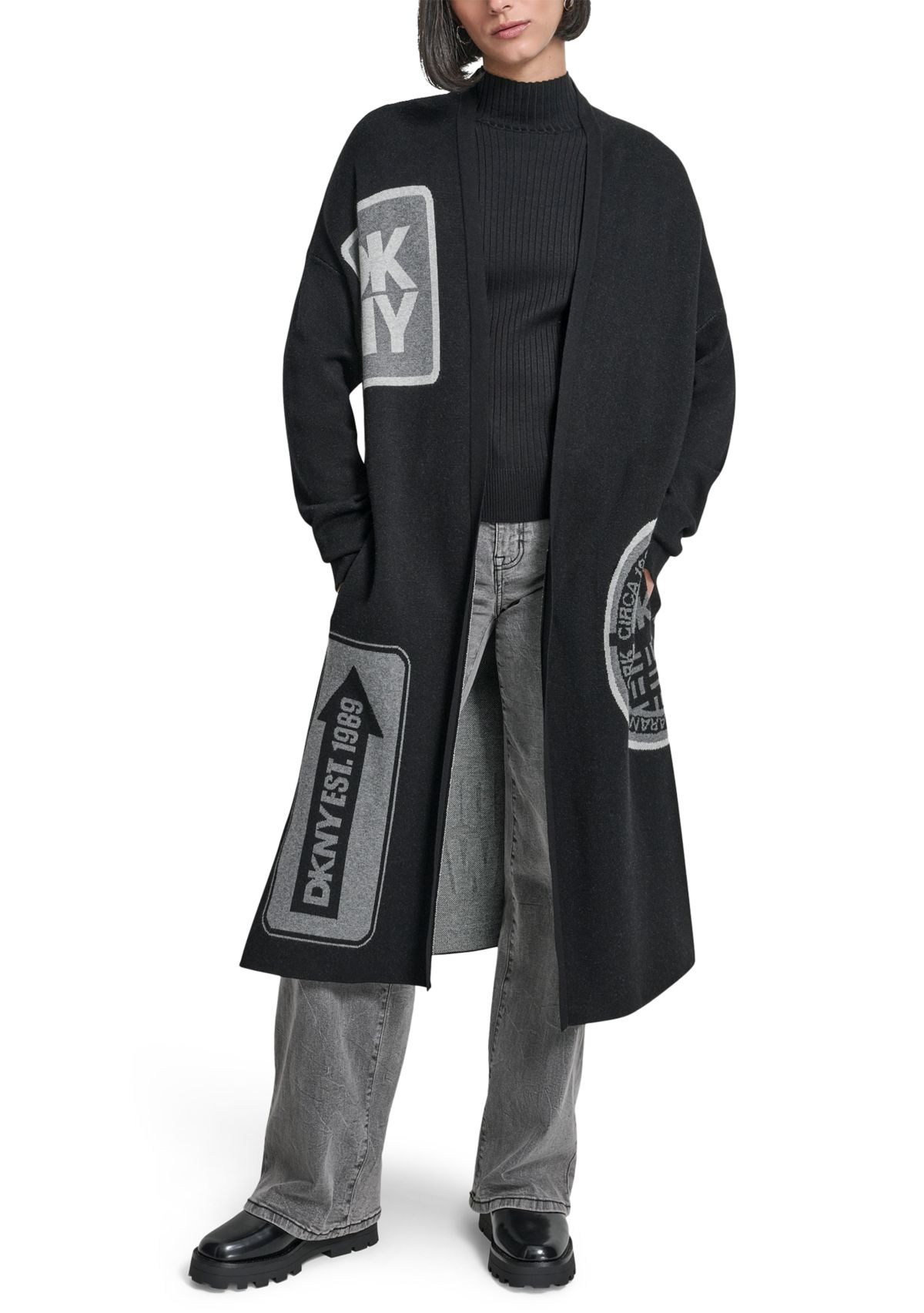 Womens Long Sleeve Patch Cardigan Sweater