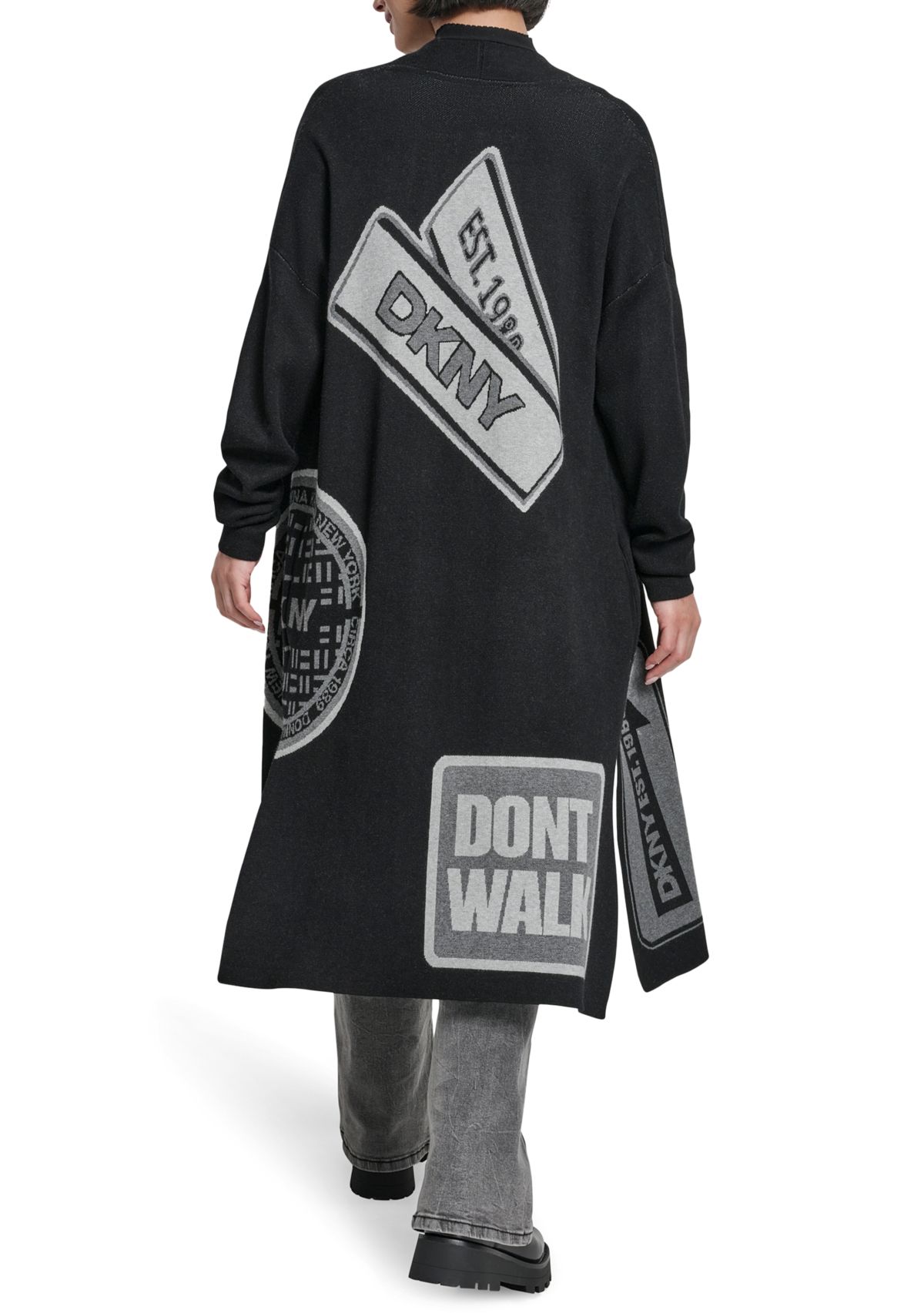 Womens Long Sleeve Patch Cardigan Sweater