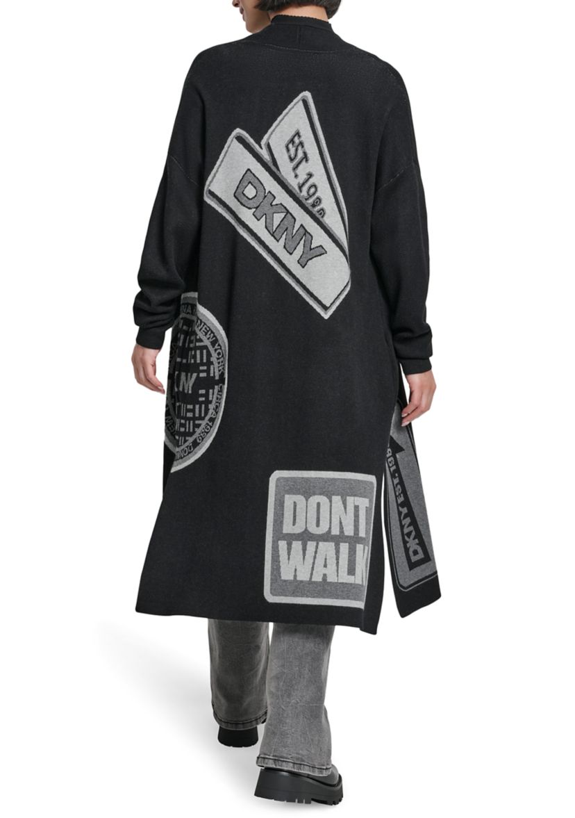 Womens Long Sleeve Patch Cardigan Sweater