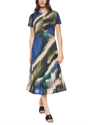 DKNY Women's Short Sleeve Brushstroke Dress