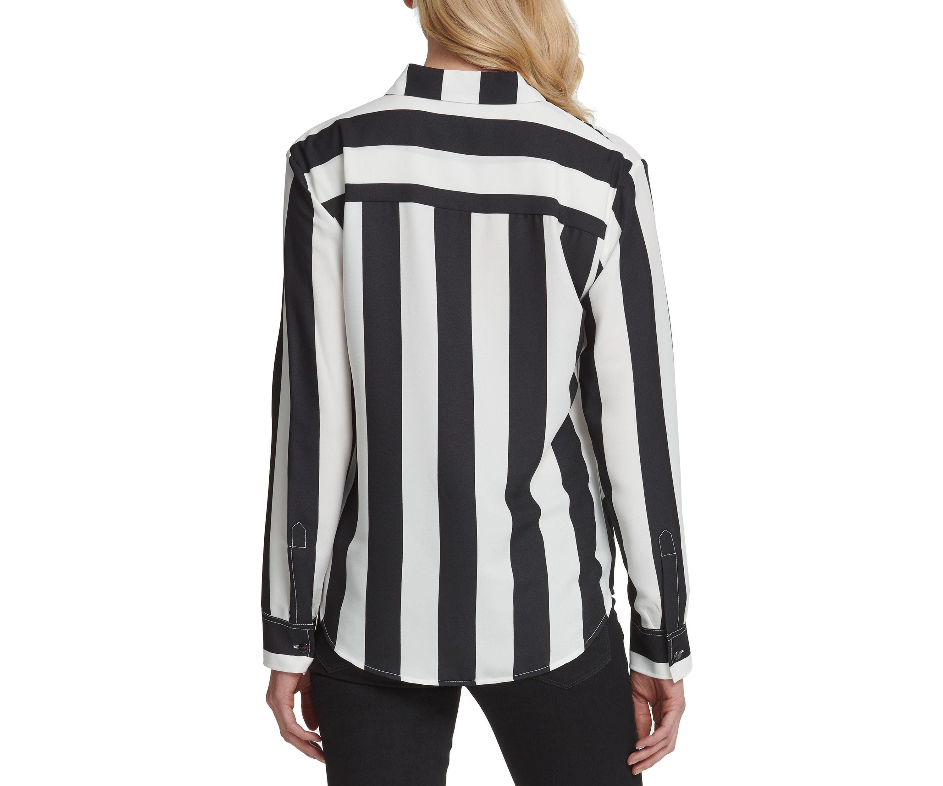 Foundation Long Sleeve Button Through Top with Step Hem