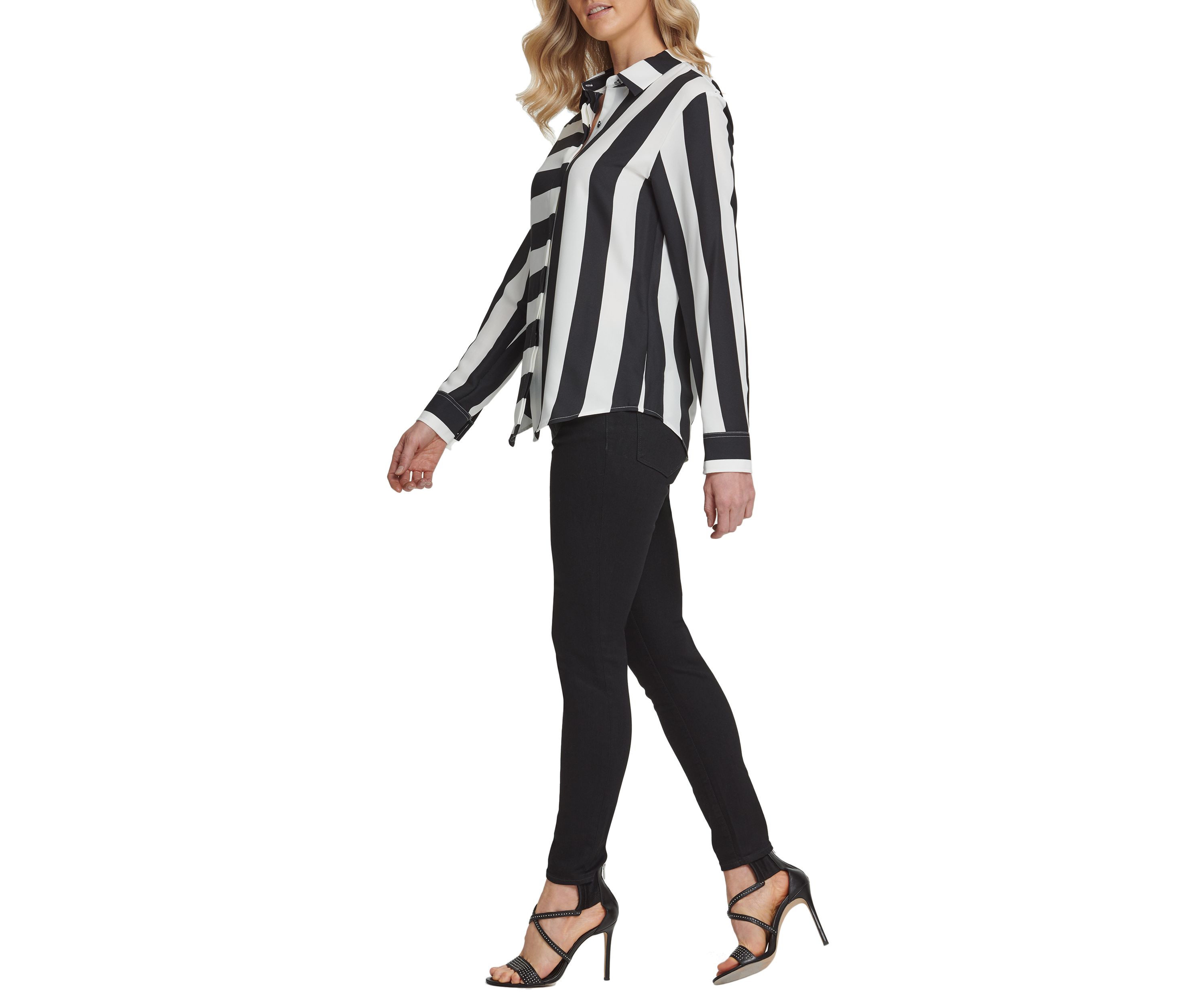 Foundation Long Sleeve Button Through Top with Step Hem
