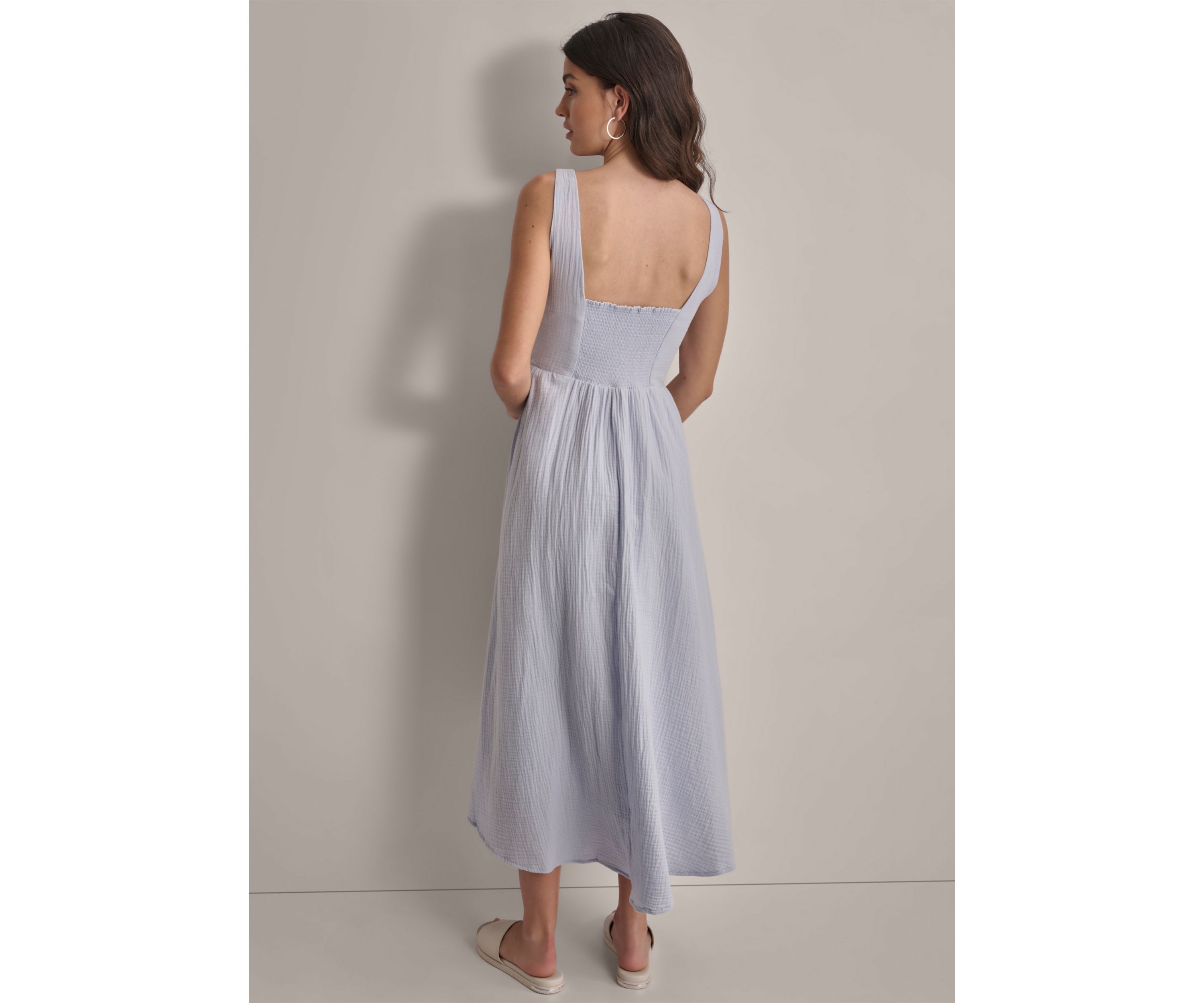 Womens Sleeveless Empire Gauze Midi Dress