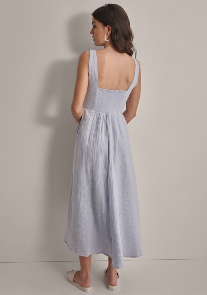 Womens Sleeveless Empire Gauze Midi Dress