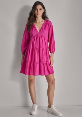DKNY Jeans Women's 3/4 Sleeve Split Neck Tiered Skirt | belk