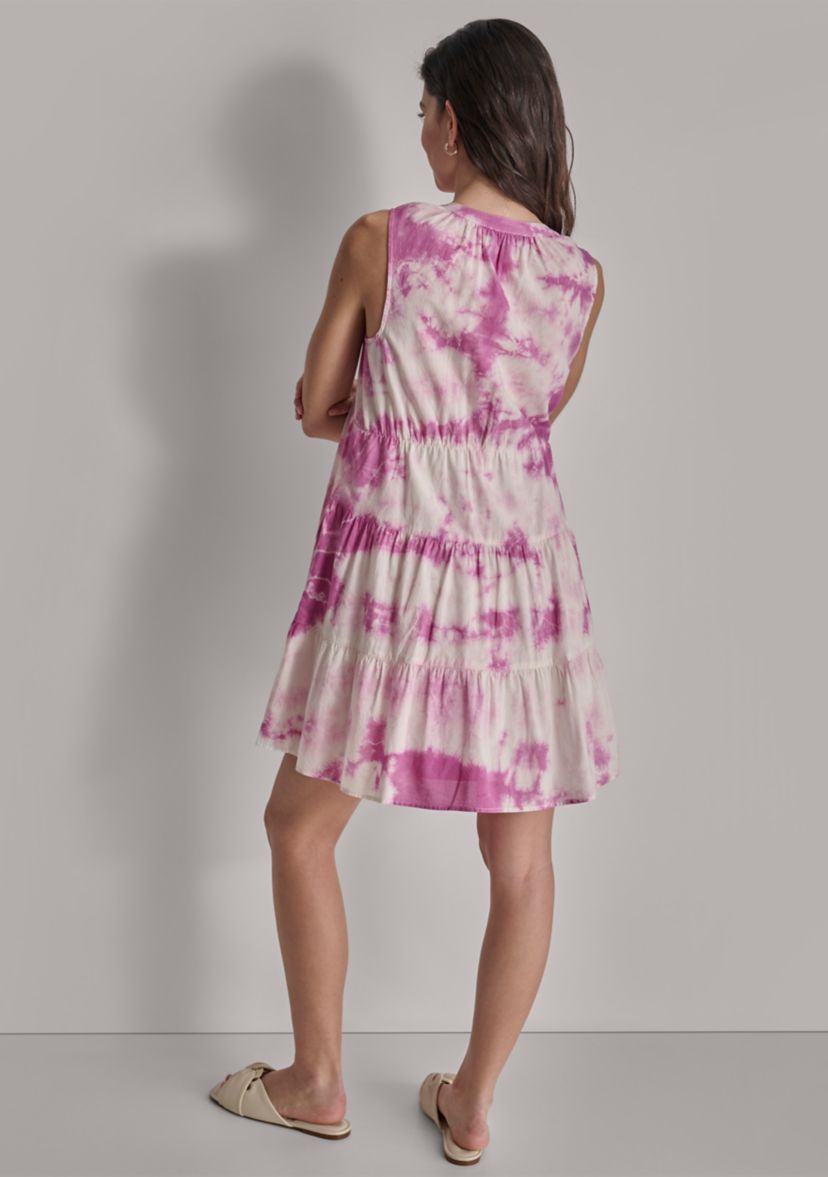 Womens Sleeveless Tiered V-Neck Dress
