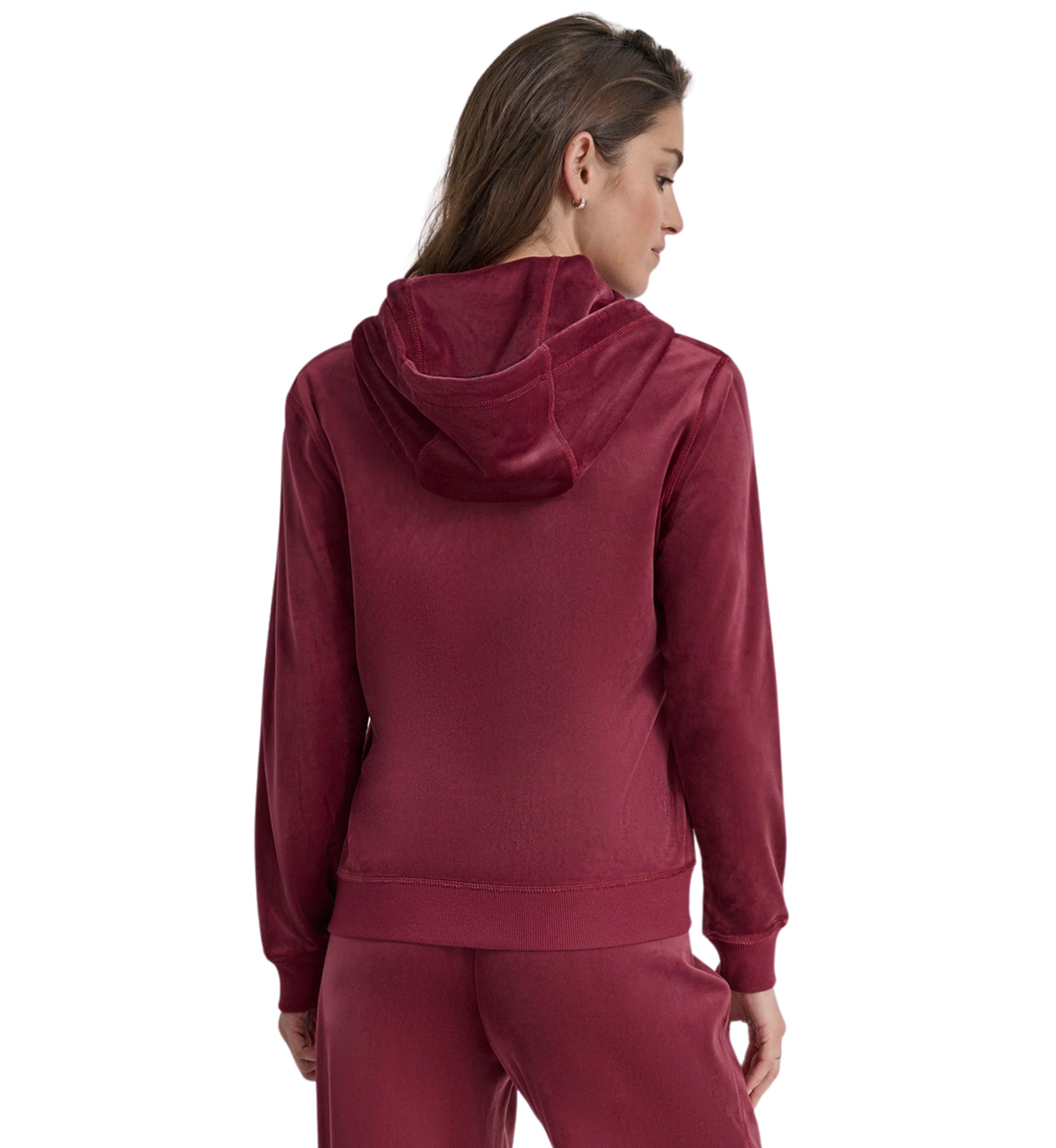Womens Sequined Logo Velour Hoodie