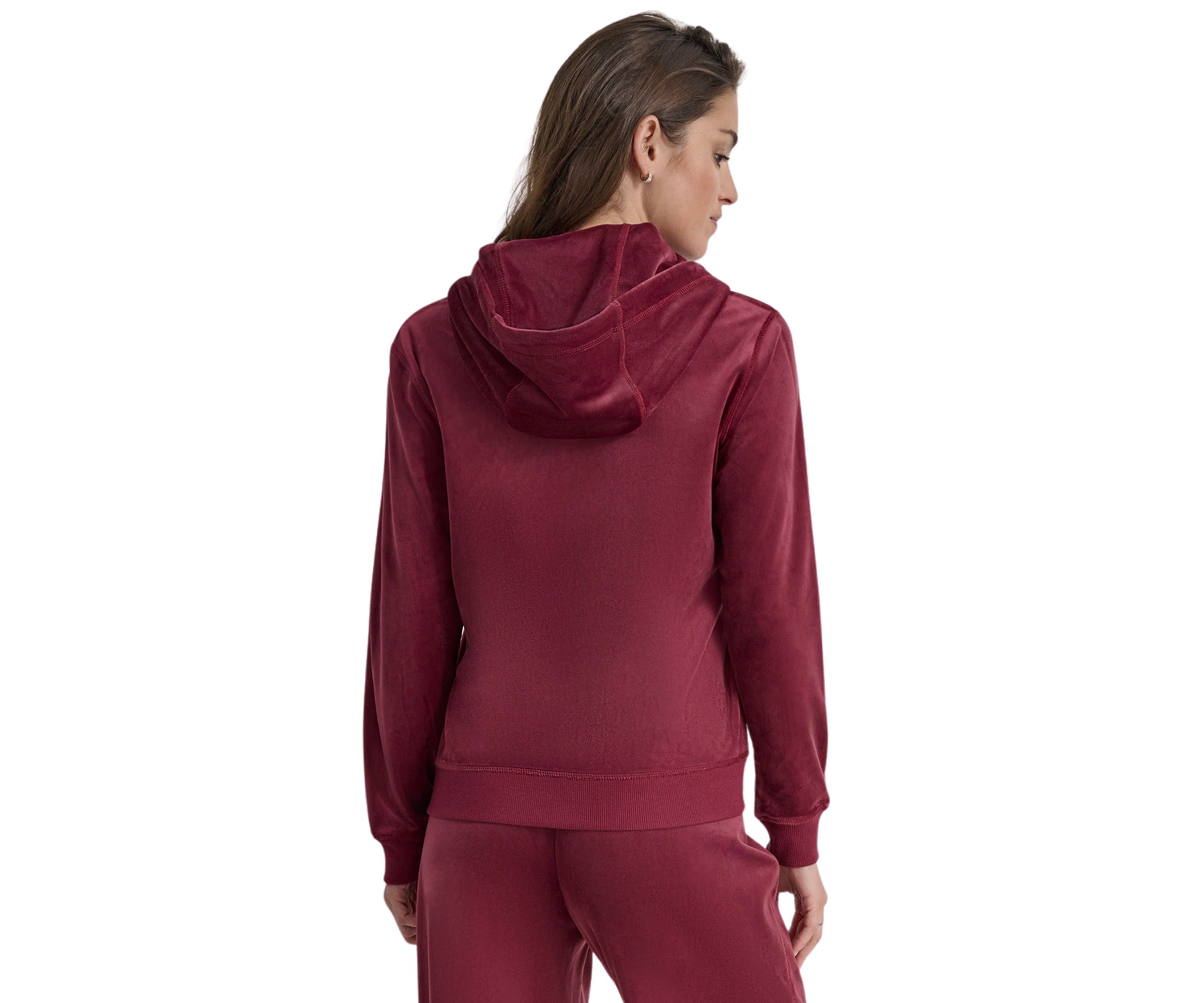 Womens Sequined Logo Velour Hoodie