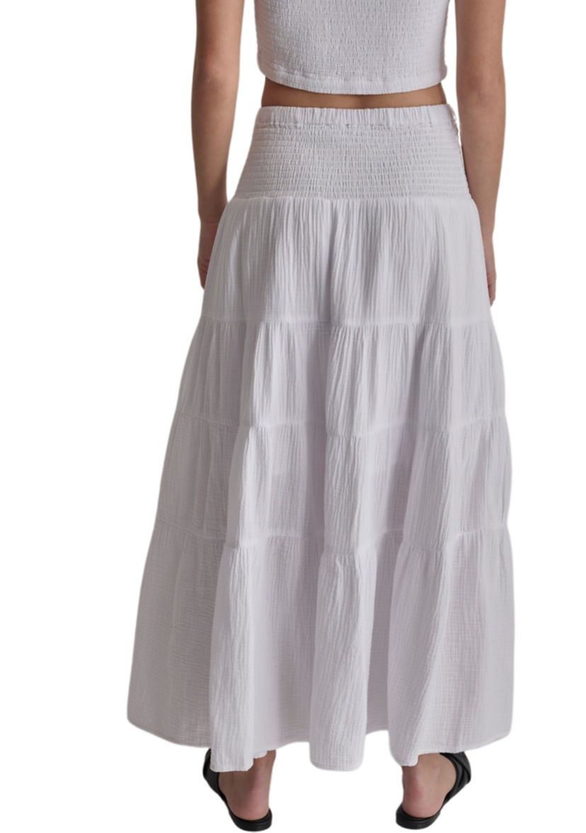 Womens Smocked Tiered Midi Skirt