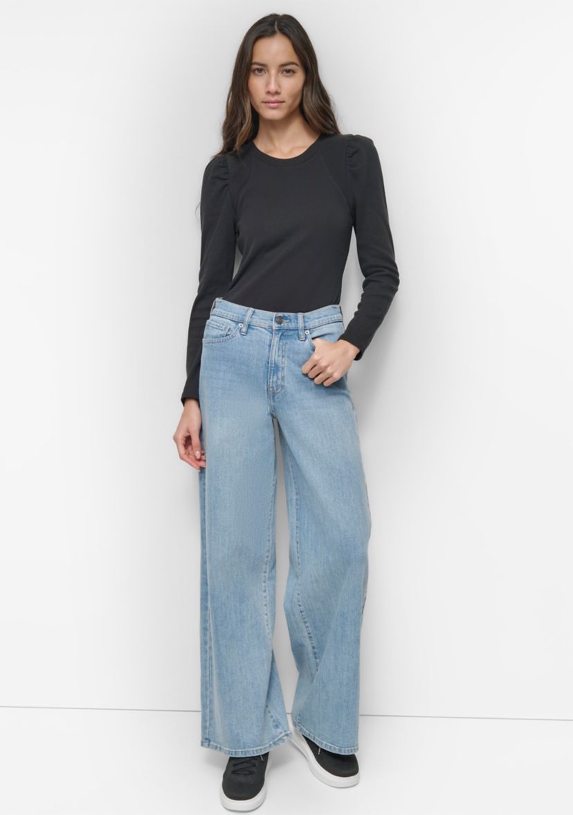 Womens Wide Leg Denim Jeans