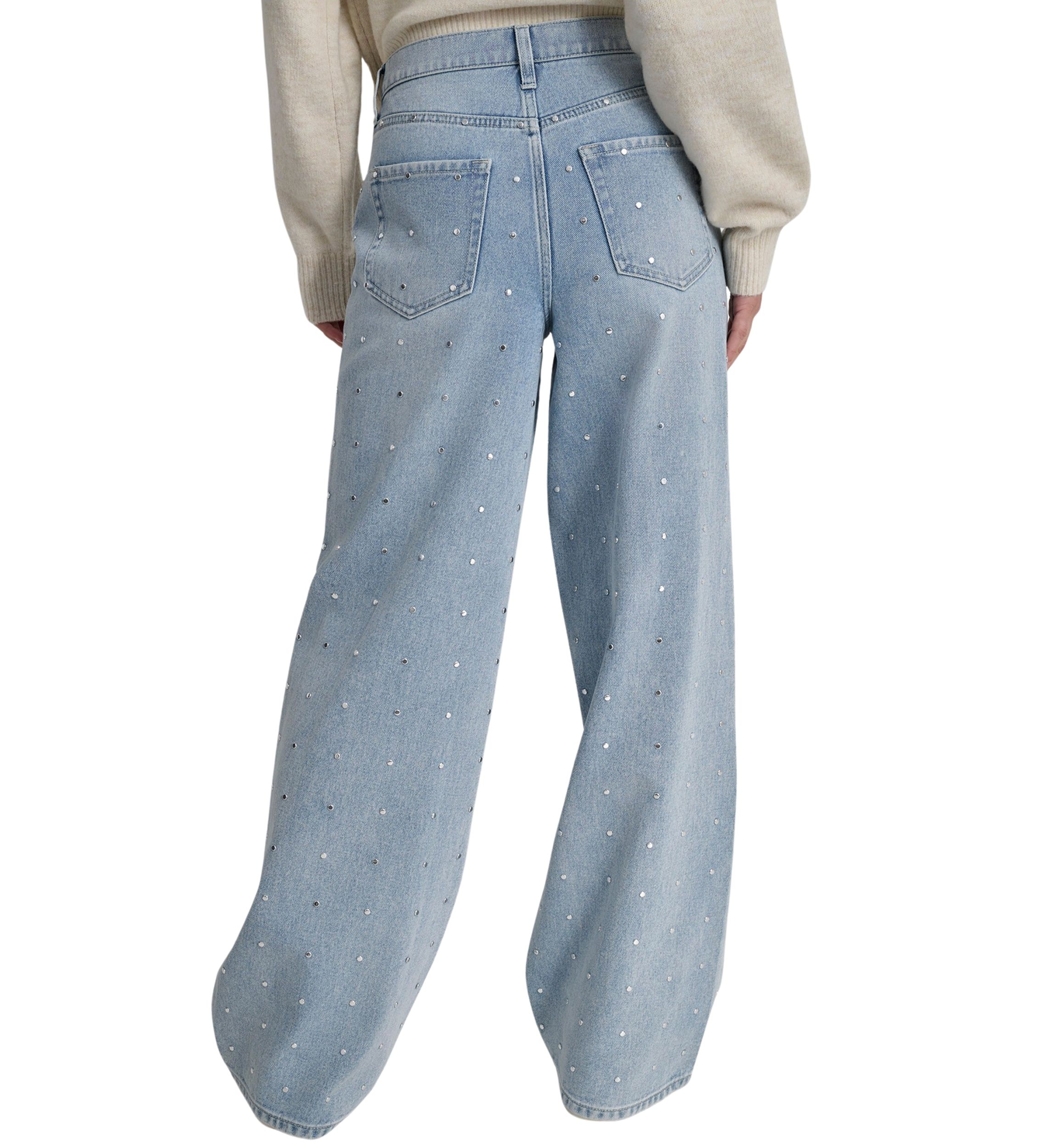 Womens Embellished Wide Leg Jeans