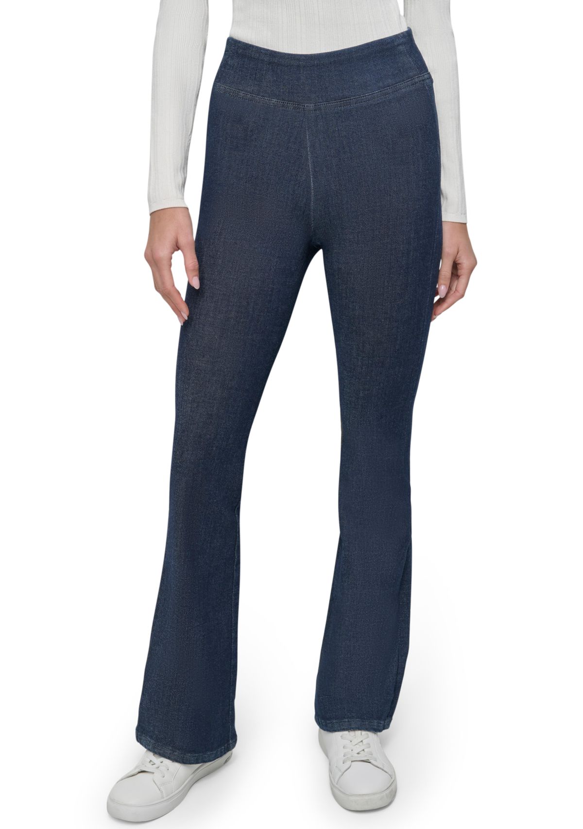 Womens High Rise Pull On Flare Jeans