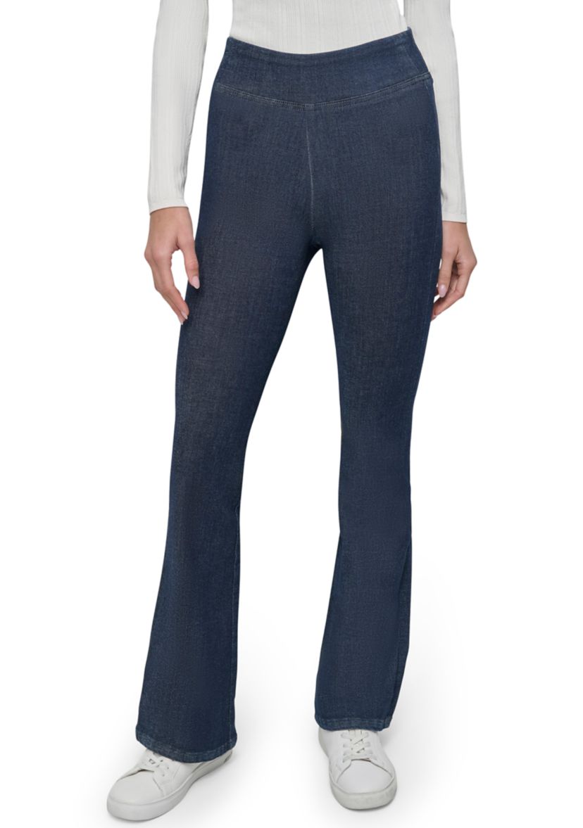 Womens High Rise Pull On Flare Jeans