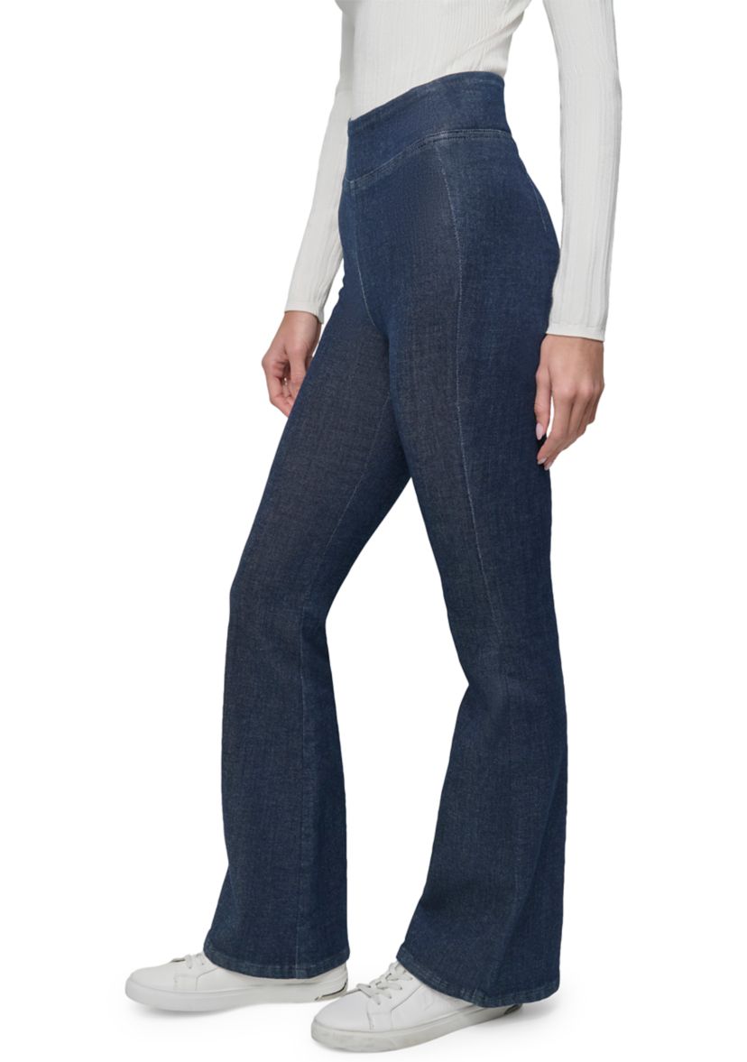 Womens High Rise Pull On Flare Jeans