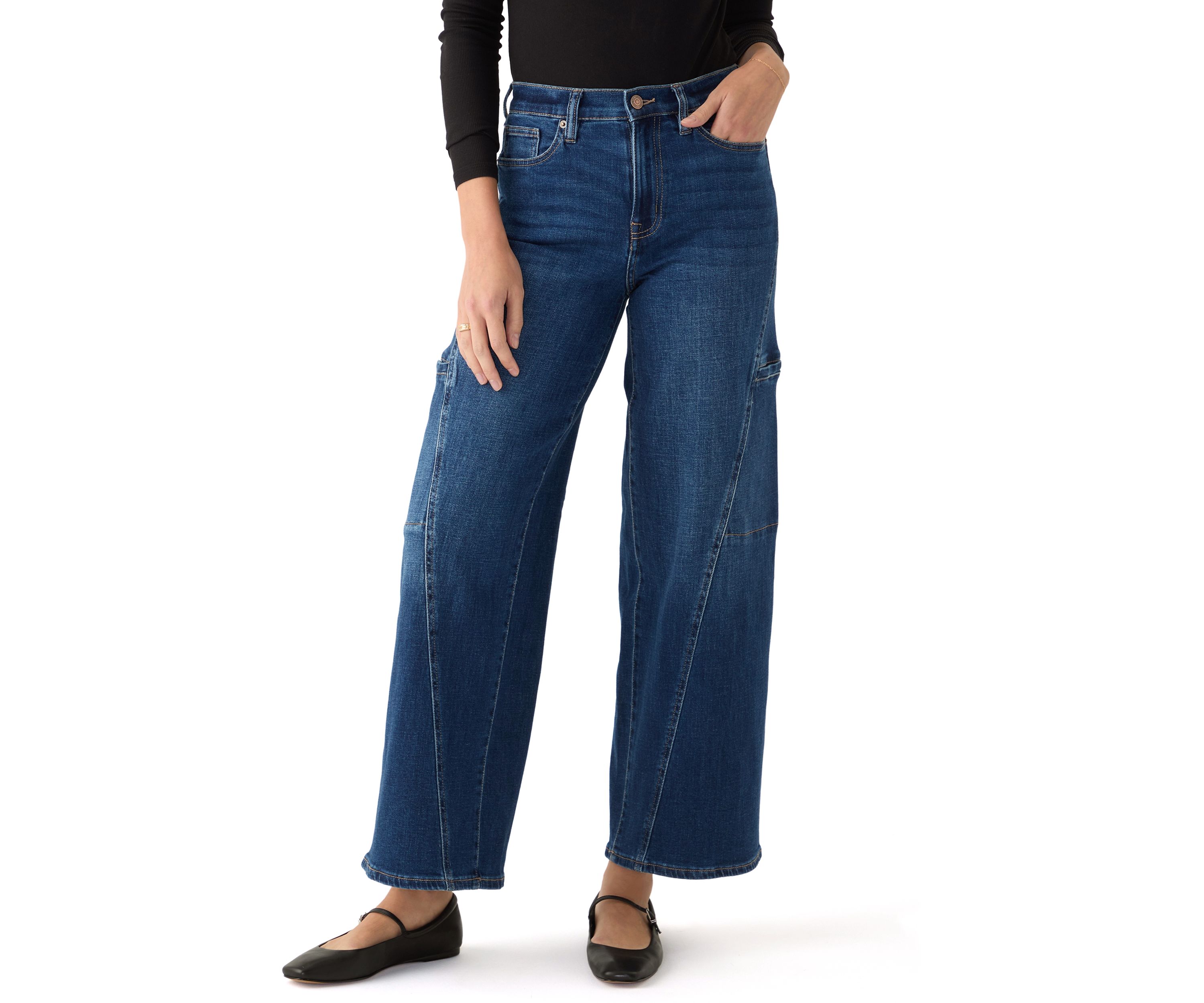 Womens Wide Leg Cargo Jeans 