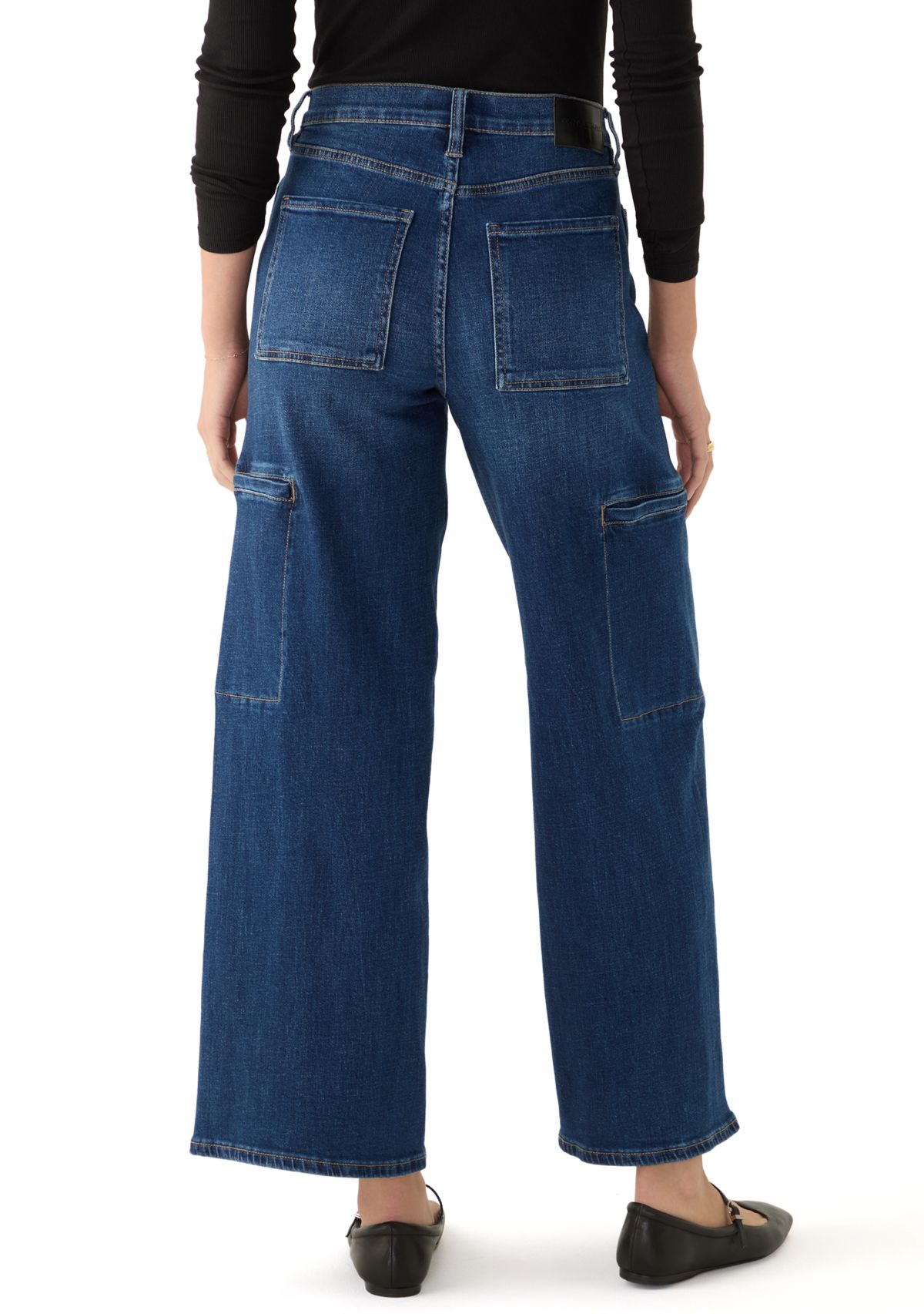 Womens Wide Leg Cargo Jeans 