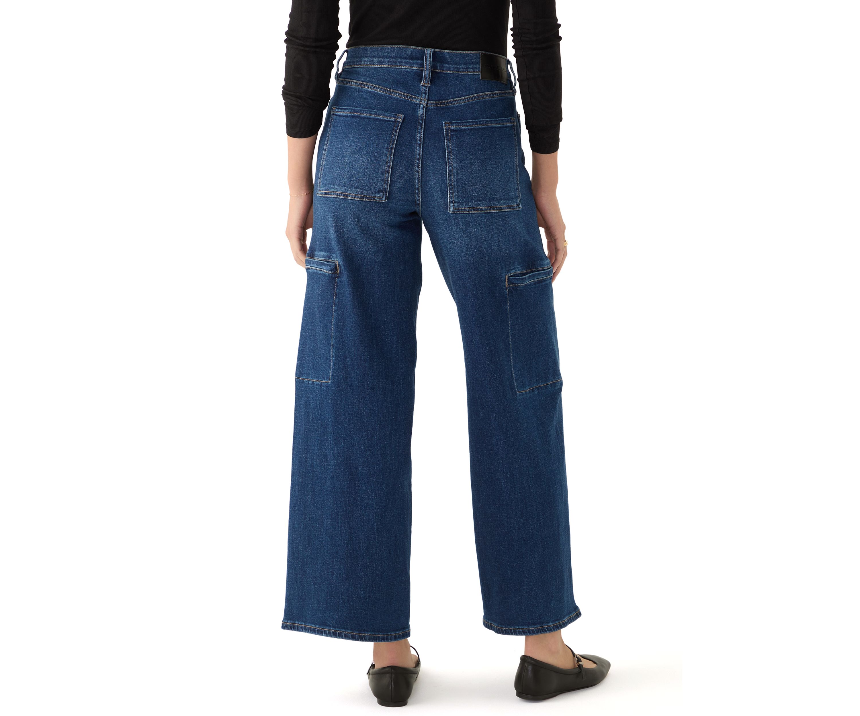 Womens Wide Leg Cargo Jeans 