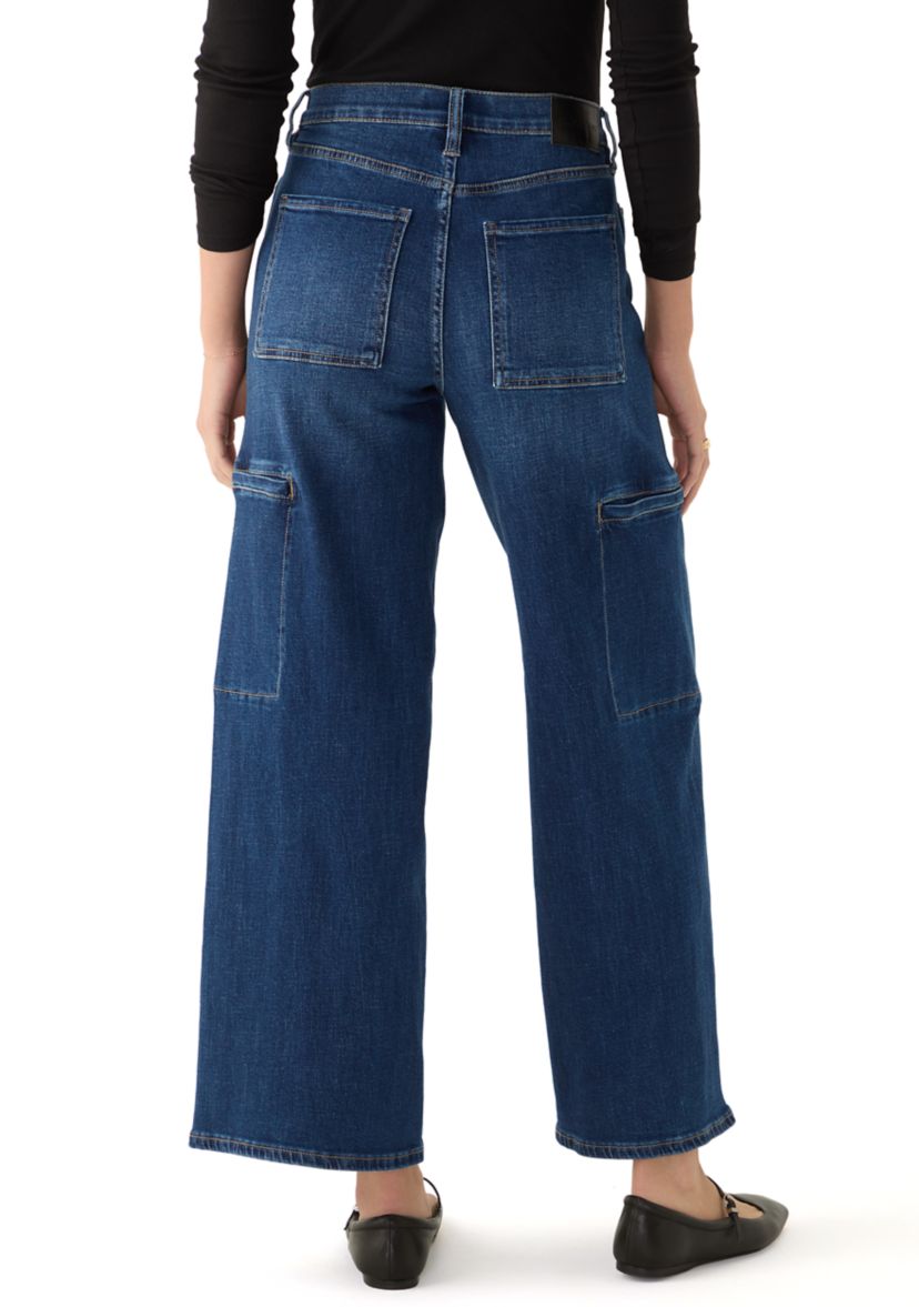 Womens Wide Leg Cargo Jeans 