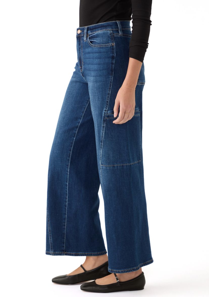 Womens Wide Leg Cargo Jeans 