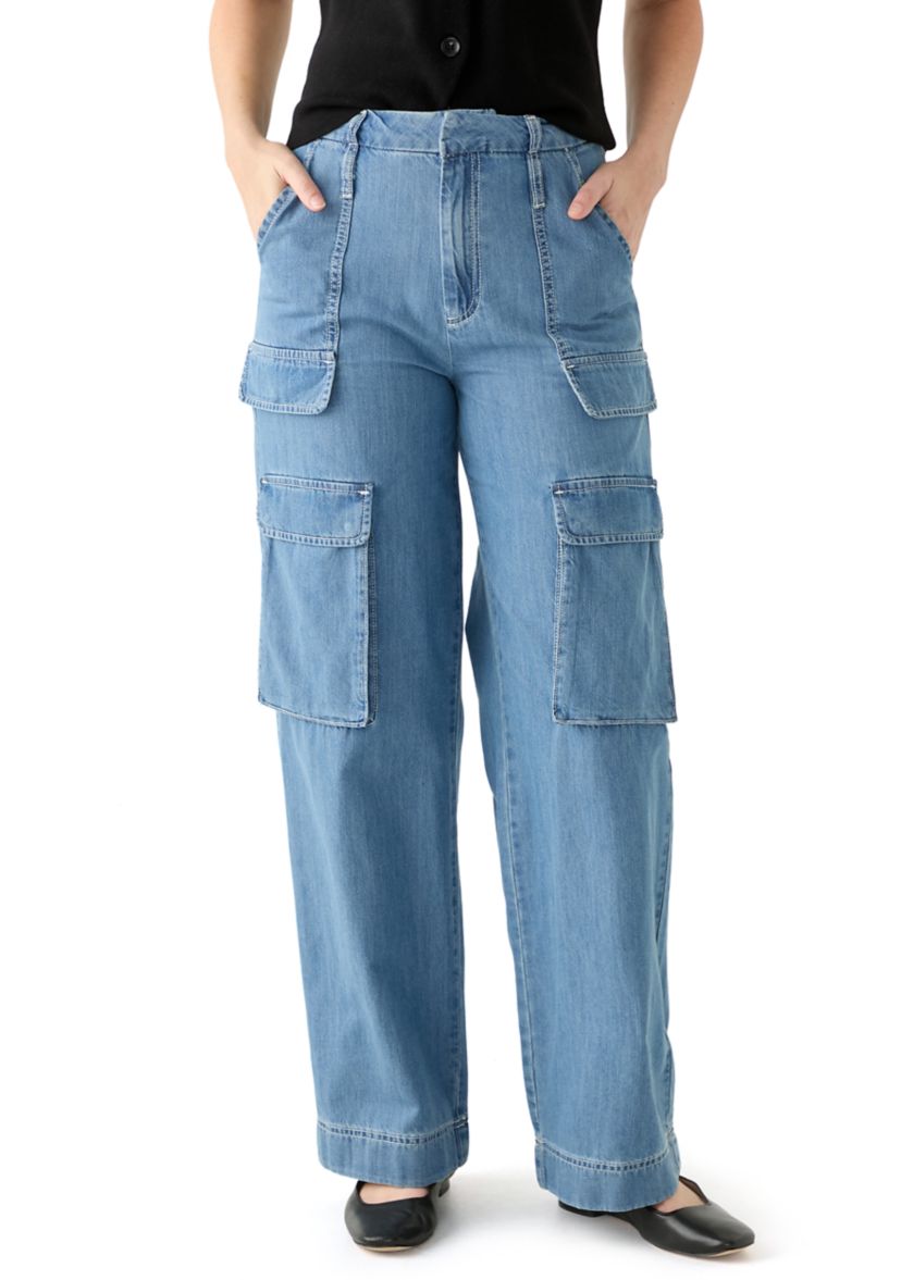 Womens Wide Leg Cargo Jeans