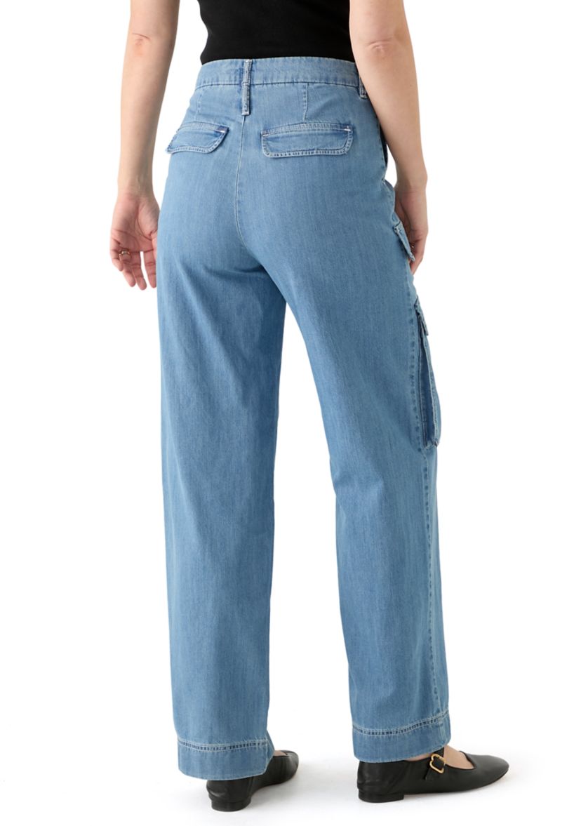 Womens Wide Leg Cargo Jeans